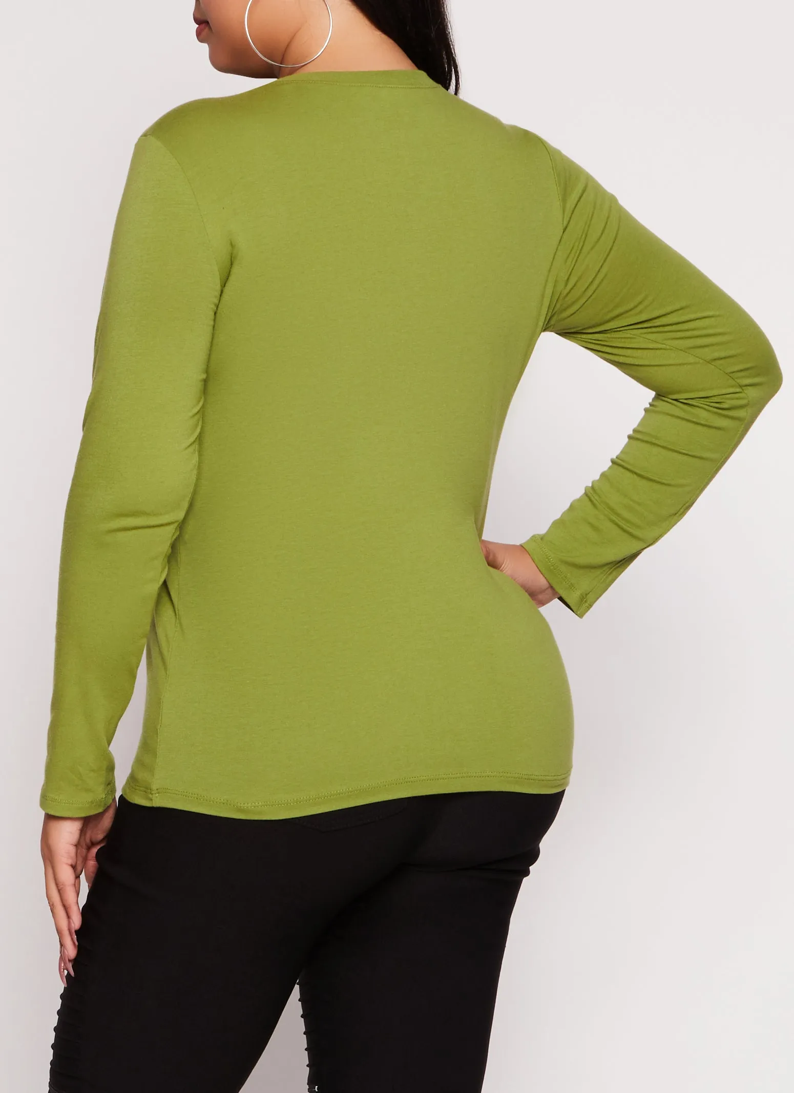 Plus Size Ambiance Long Sleeve Basic T Shirt sold by Rainbow product image thumbnail 3