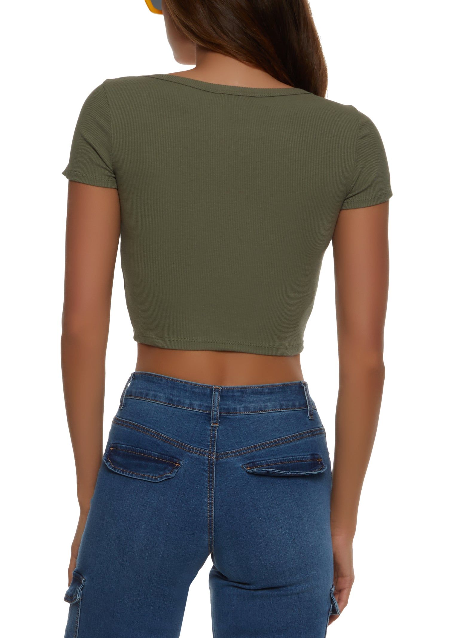 Rib Knit Scoop Neck Crop Top sold by Rainbow product image thumbnail 2