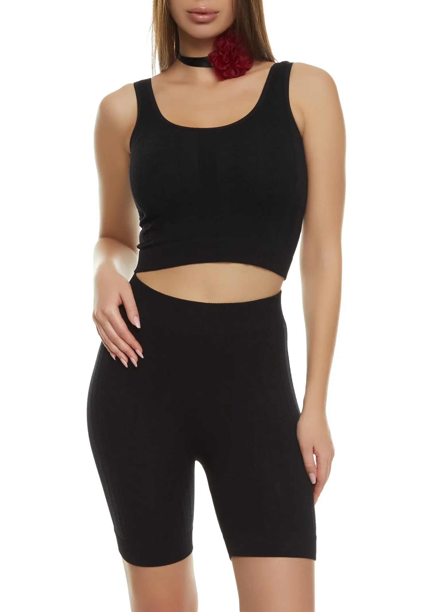 Seamless Cable Knit Tank Top and Biker Shorts sold by Rainbow