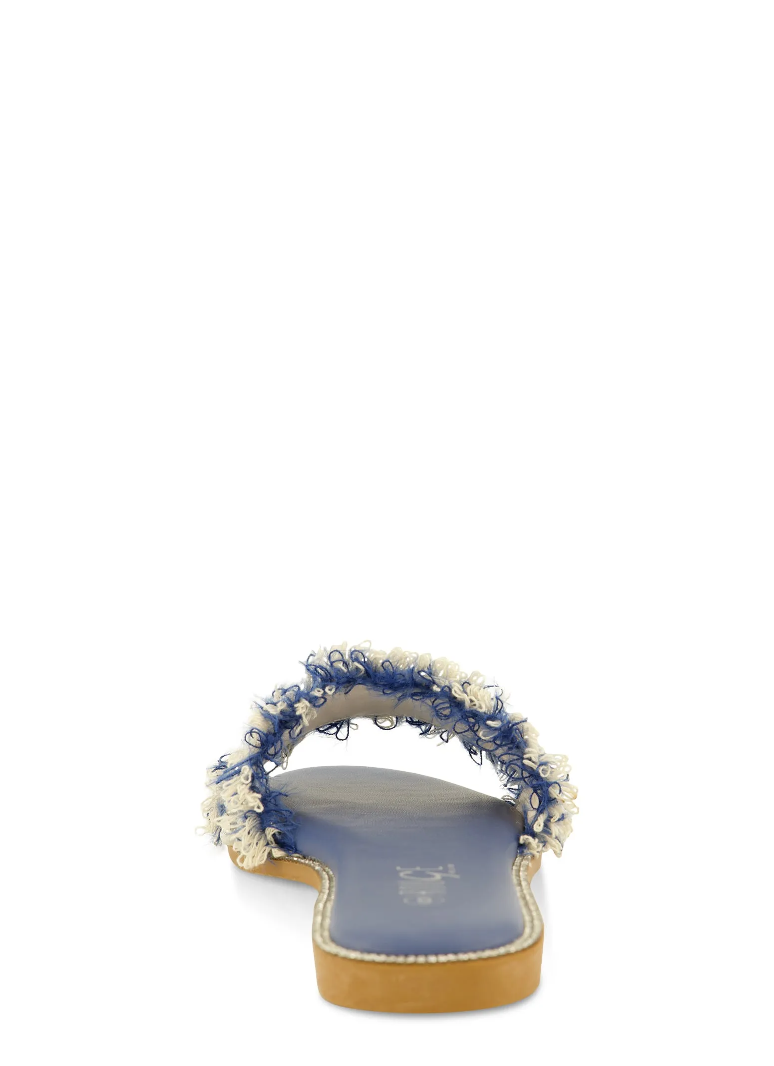 Rhinestone Trim Frayed Faux Pearl Band Slide Sandals sold by Rainbow product image thumbnail 3