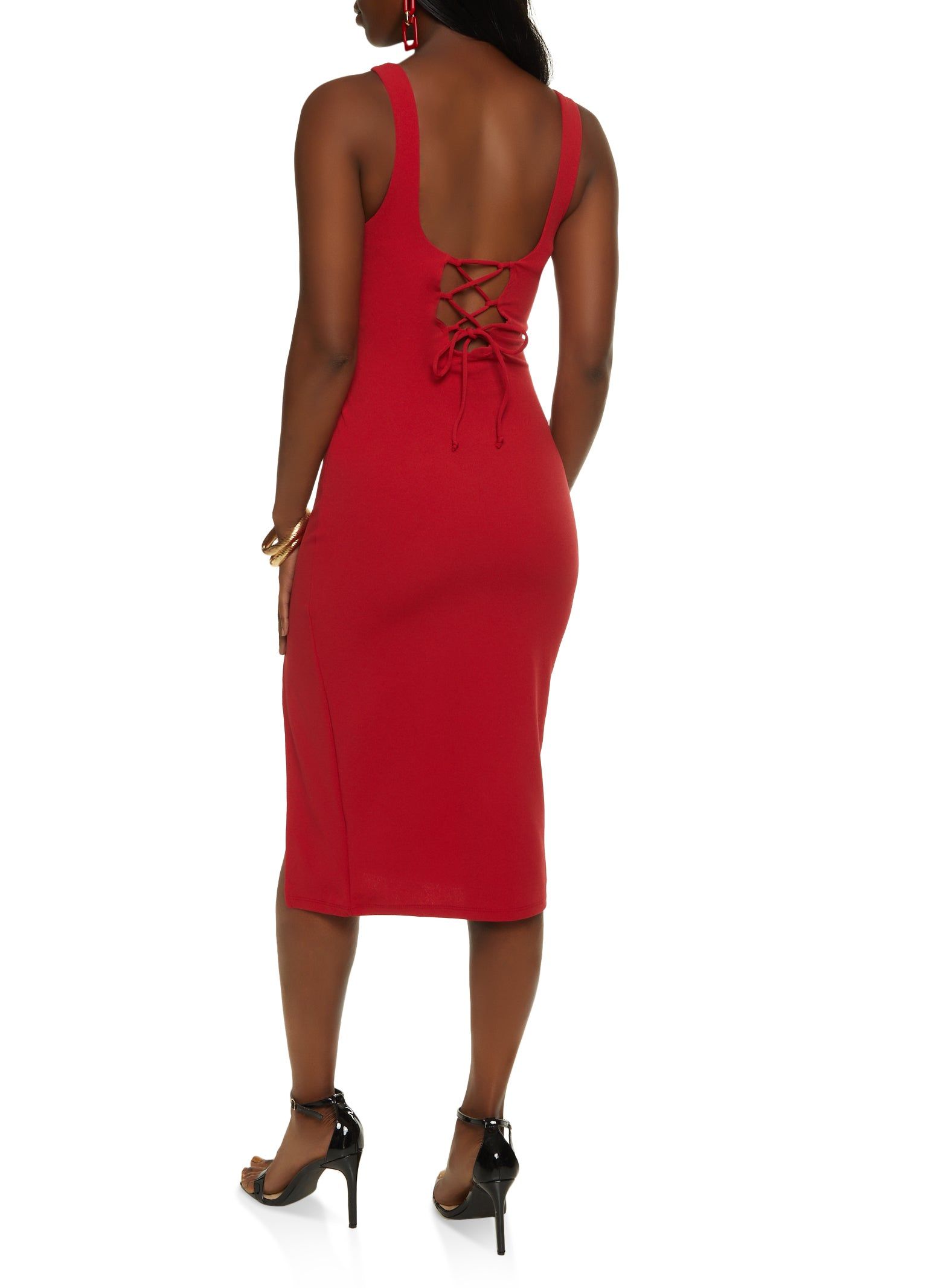 Lace Up Back Midi Tank Dress sold by Rainbow product image thumbnail 3
