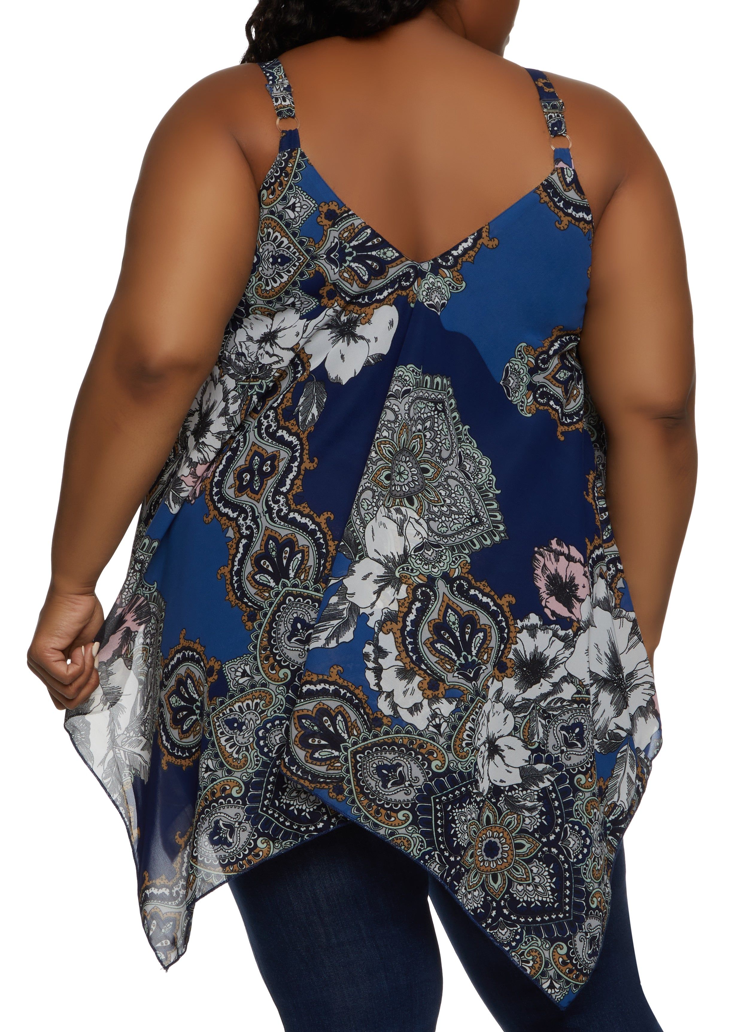 Plus Size Sleeveless Floral Paisley Print Top with Necklace sold by Rainbow product image thumbnail 2