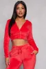 Velour Cropped Zip Front Hoodie sold by Rainbow