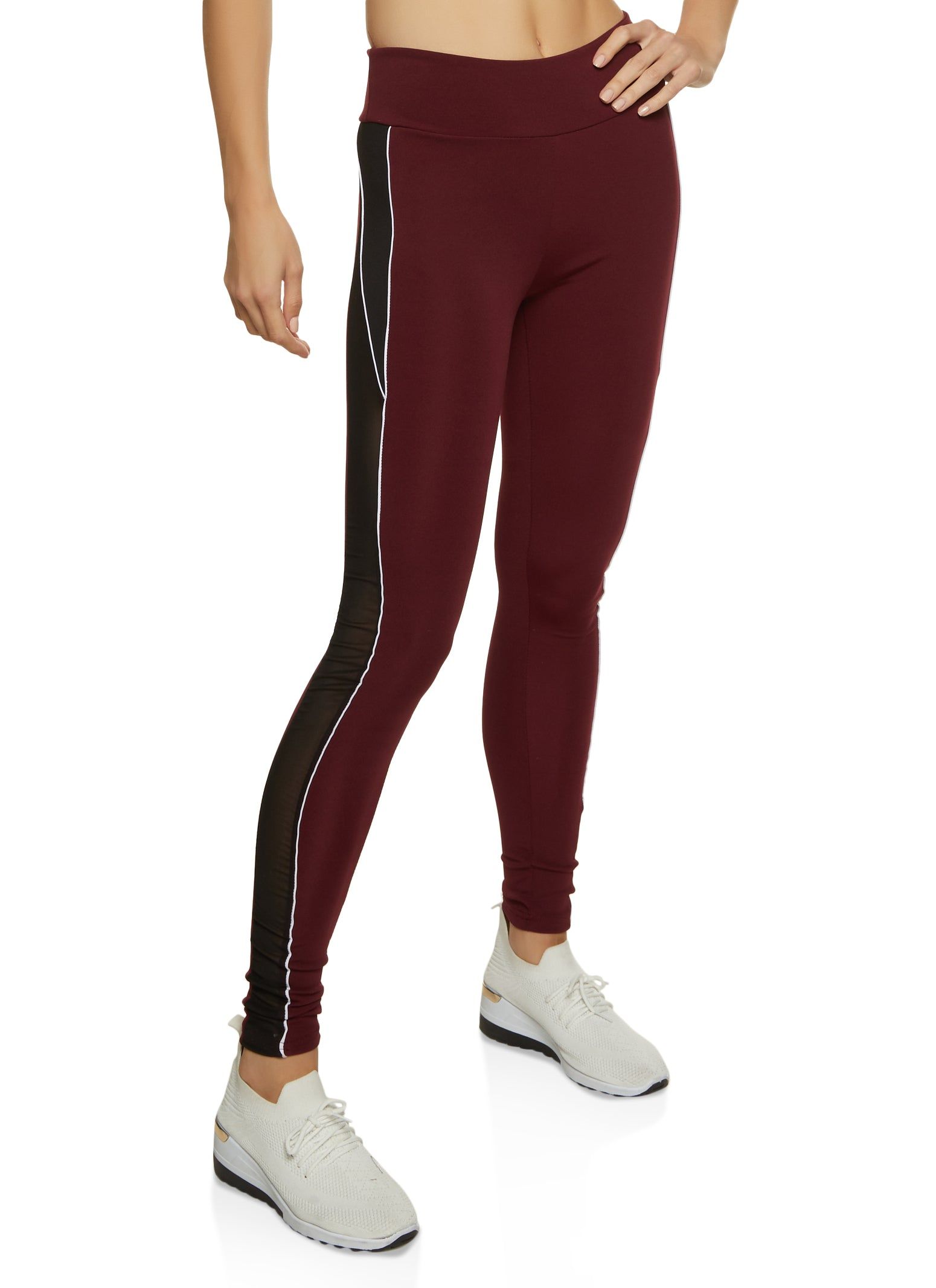 Contrast Piping Mesh Detail Leggings sold by Rainbow