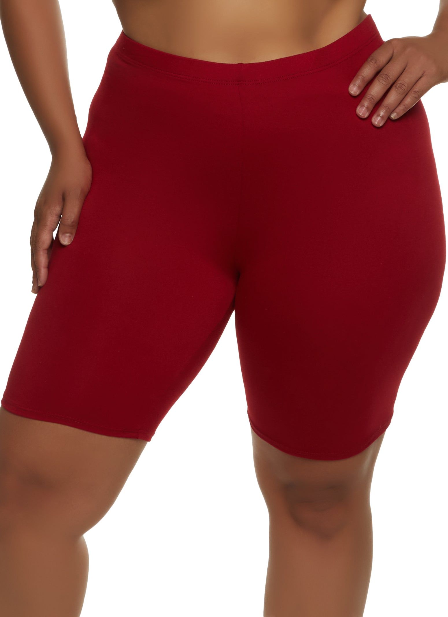 Plus Size Solid High Waisted Bike Shorts sold by Rainbow