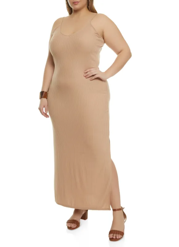 Plus Size Rib Knit Maxi Dress sold by Rainbow