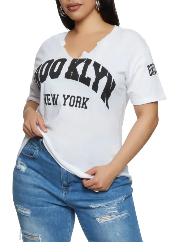 Plus Size Brooklyn New York Notch Neck Tee sold by Rainbow