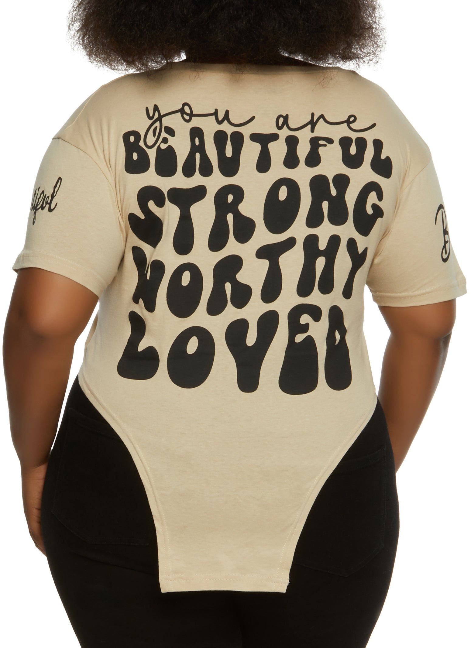 Plus Size Beautiful Positive Hanky Hem Graphic Tee sold by Rainbow product image thumbnail 2