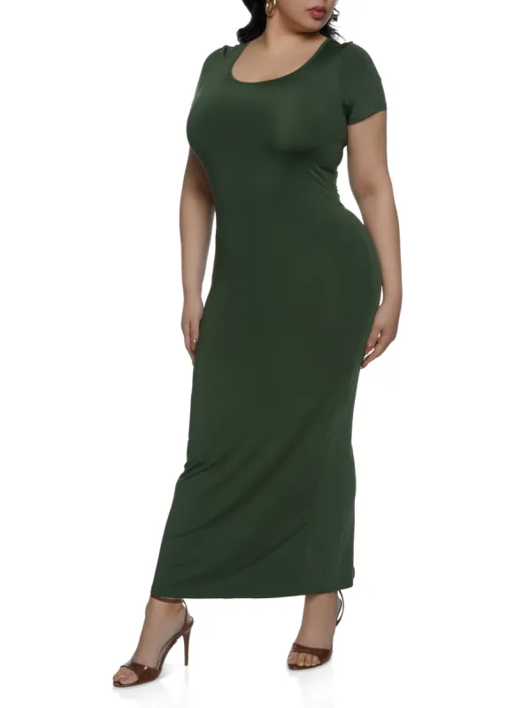 Plus Size Daisy Back Slit T Shirt Maxi Dress sold by Rainbow