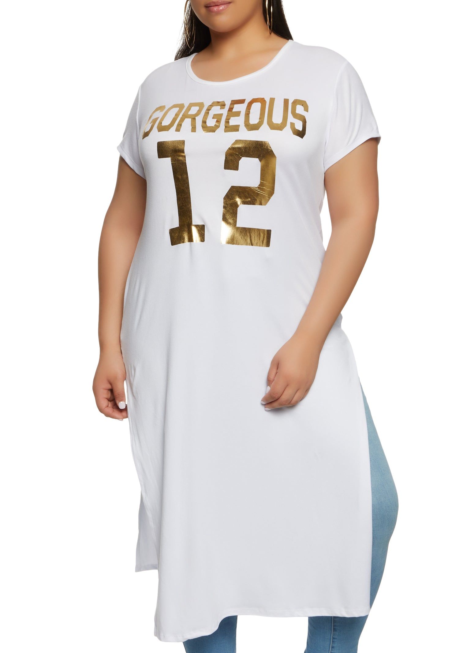 Plus Size Foil Screen Gorgeous 12 Maxi Tee sold by Rainbow