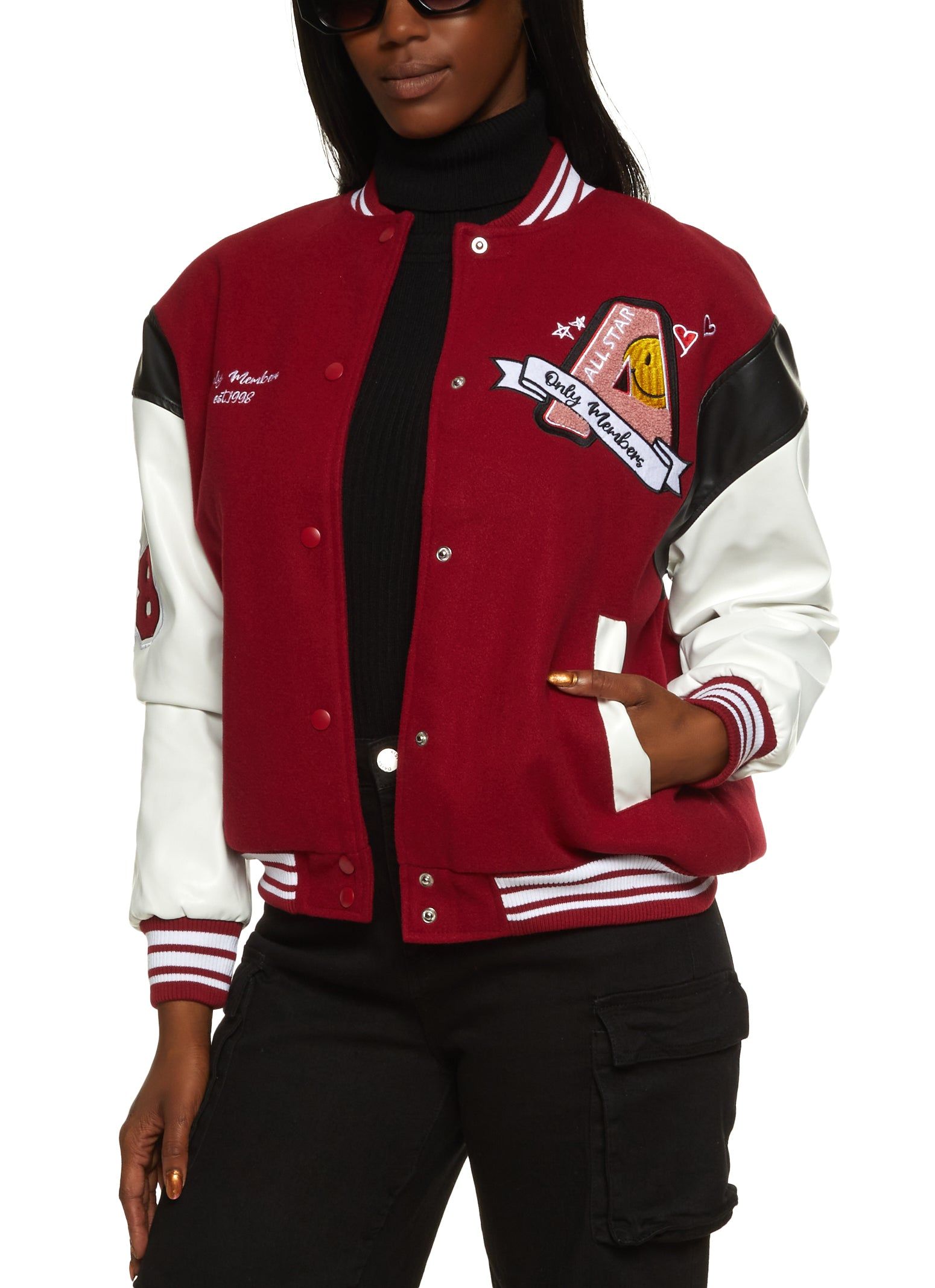 Only Members Chenille Patch Varsity Jacket sold by Rainbow