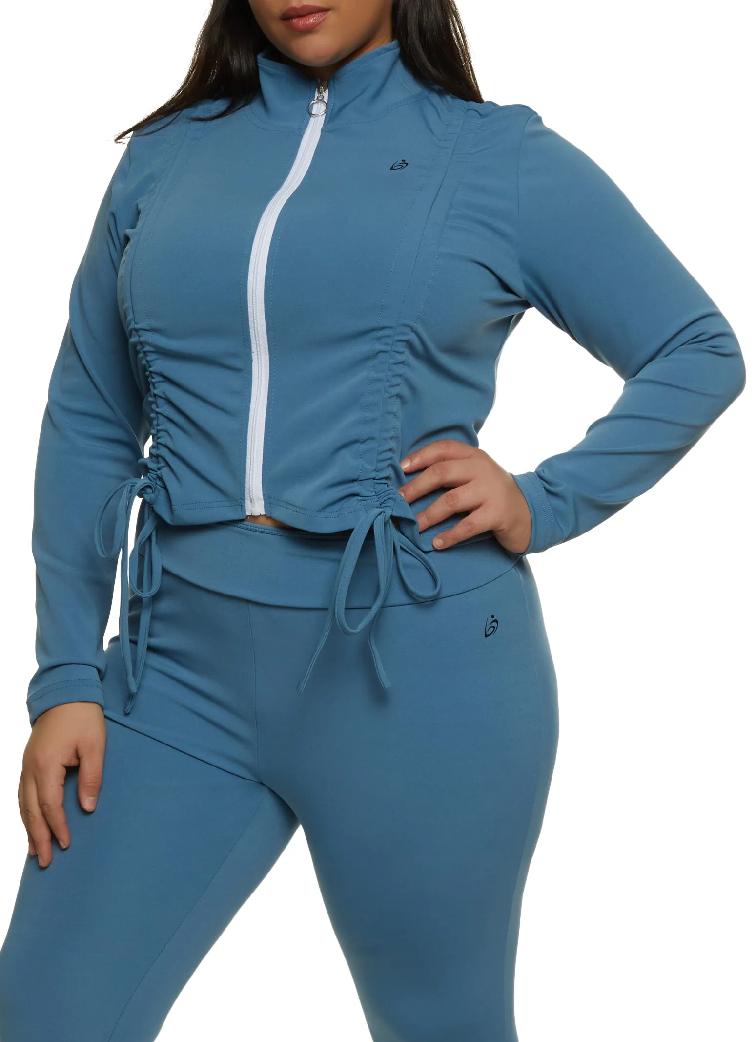 Plus Size Ruched Cropped Track Jacket sold by Rainbow