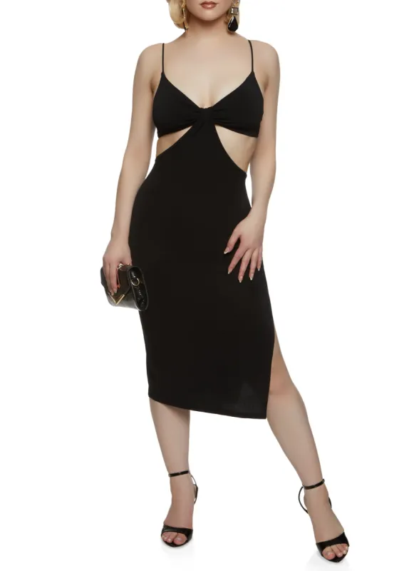 Split Hem Cut Out Midi Dress sold by Rainbow
