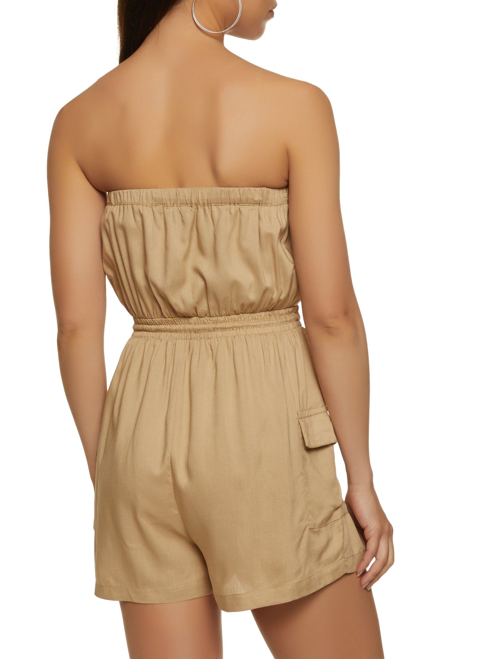 Solid Strapless Cargo Pocket Romper sold by Rainbow product image thumbnail 2