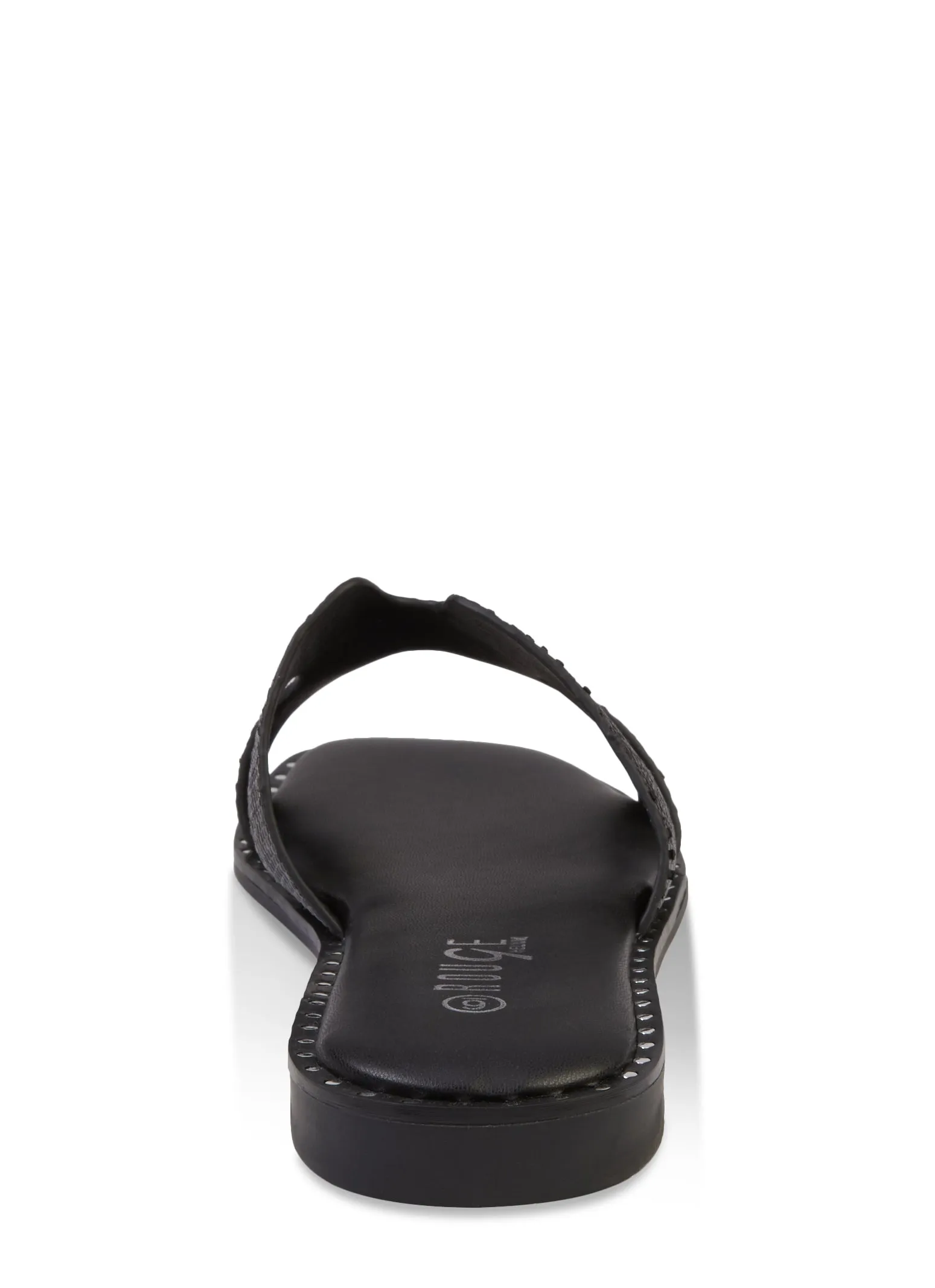 Studded Trim Straw Cut Out Band Slide Sandals sold by Rainbow product image thumbnail 3