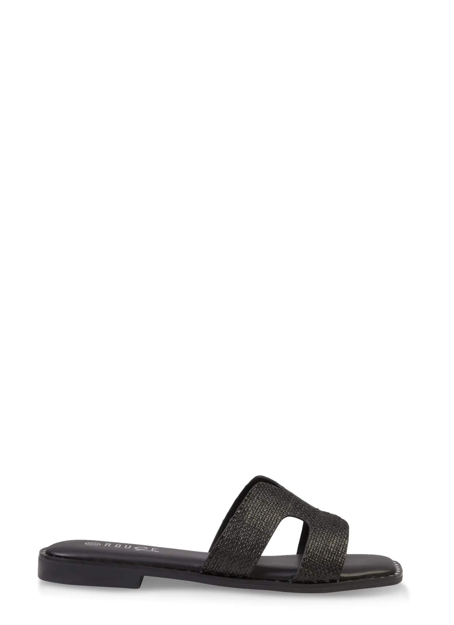 Studded Trim Straw Cut Out Band Slide Sandals sold by Rainbow product image thumbnail 2