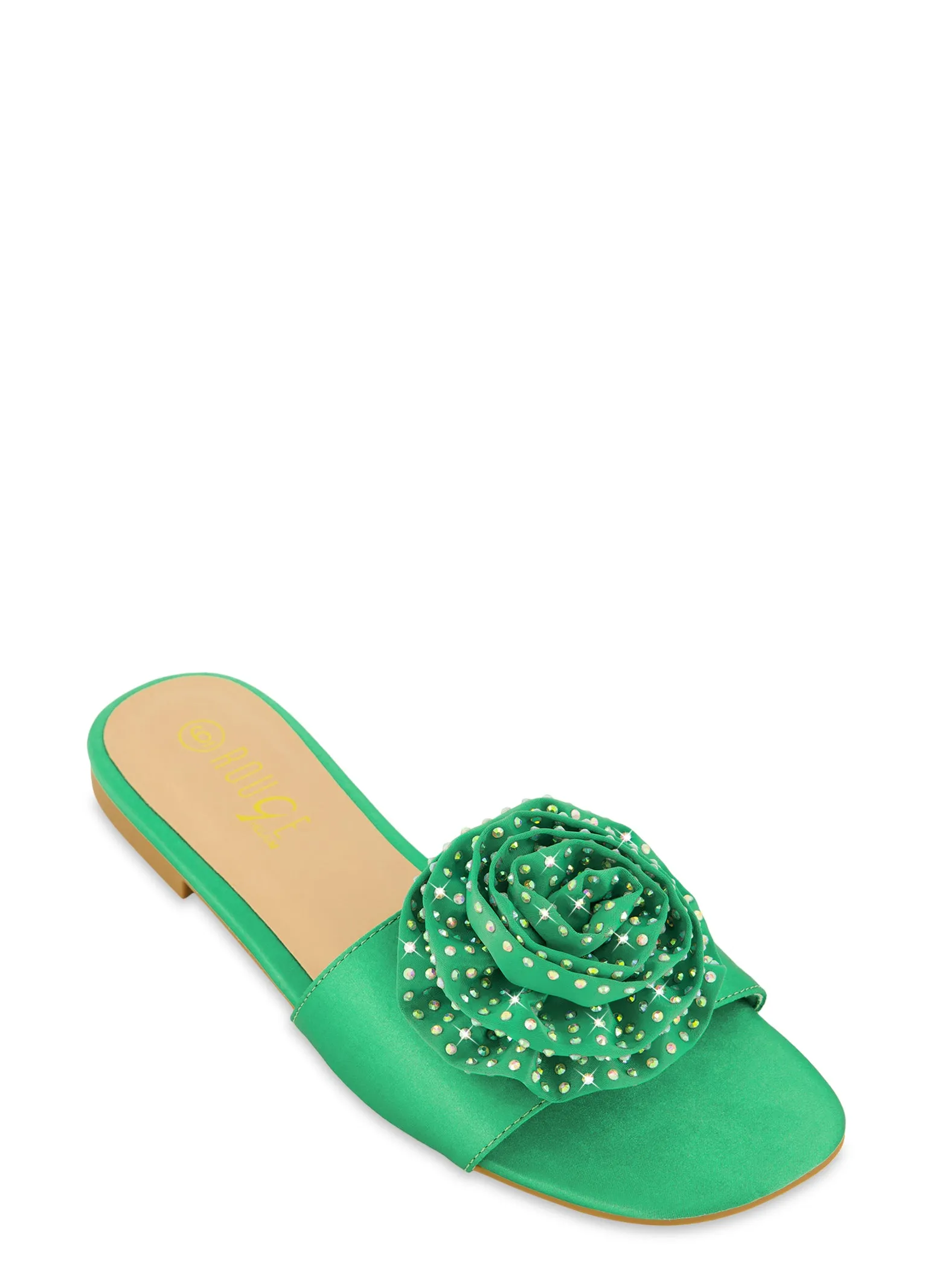 Rhinestone Rose Slide Sandals sold by Rainbow