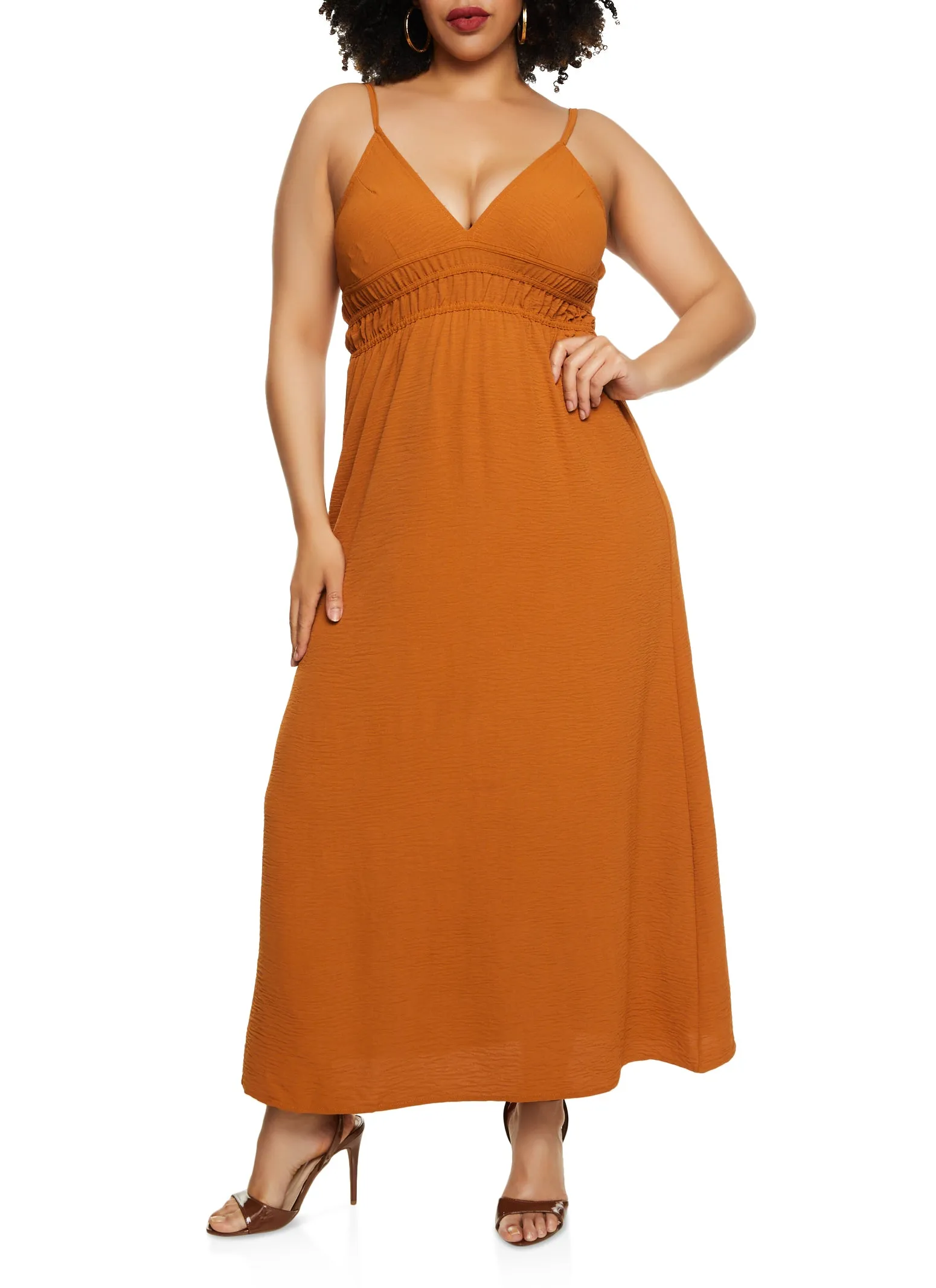 Plus Size Airy V Neck Empire Waist Maxi Dress sold by Rainbow product image thumbnail 2