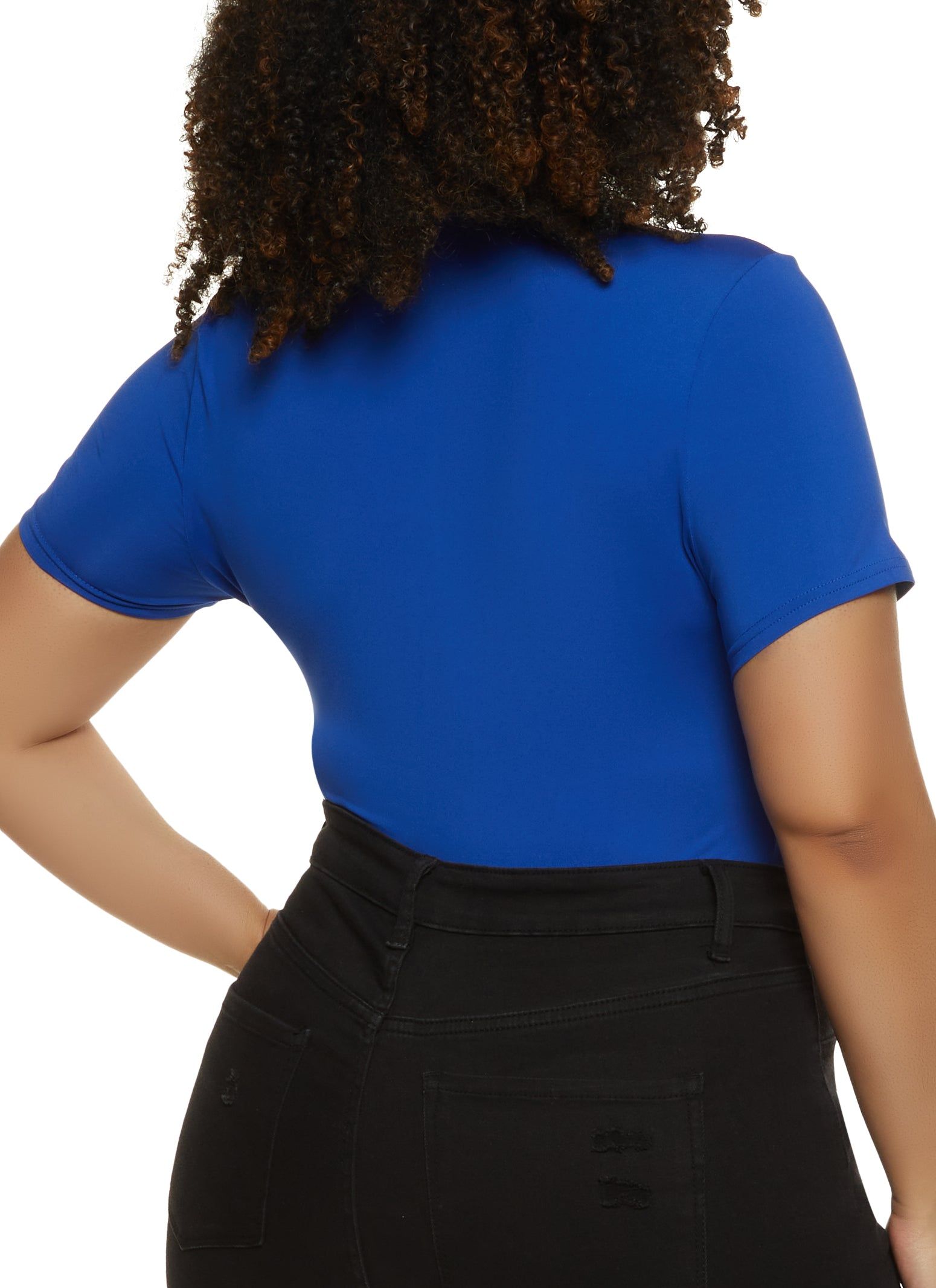 Plus Size Zip Front Mock Neck Bodysuit sold by Rainbow product image thumbnail 3