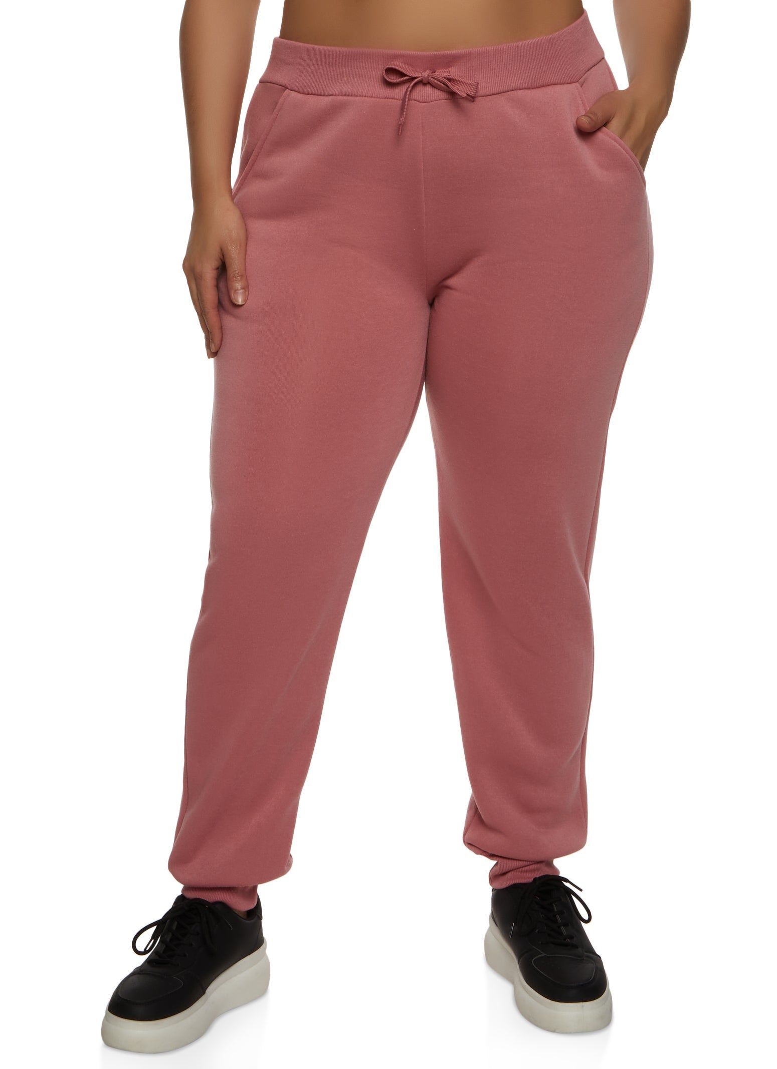 Plus Size Fleece High Waist Drawstring Joggers sold by Rainbow