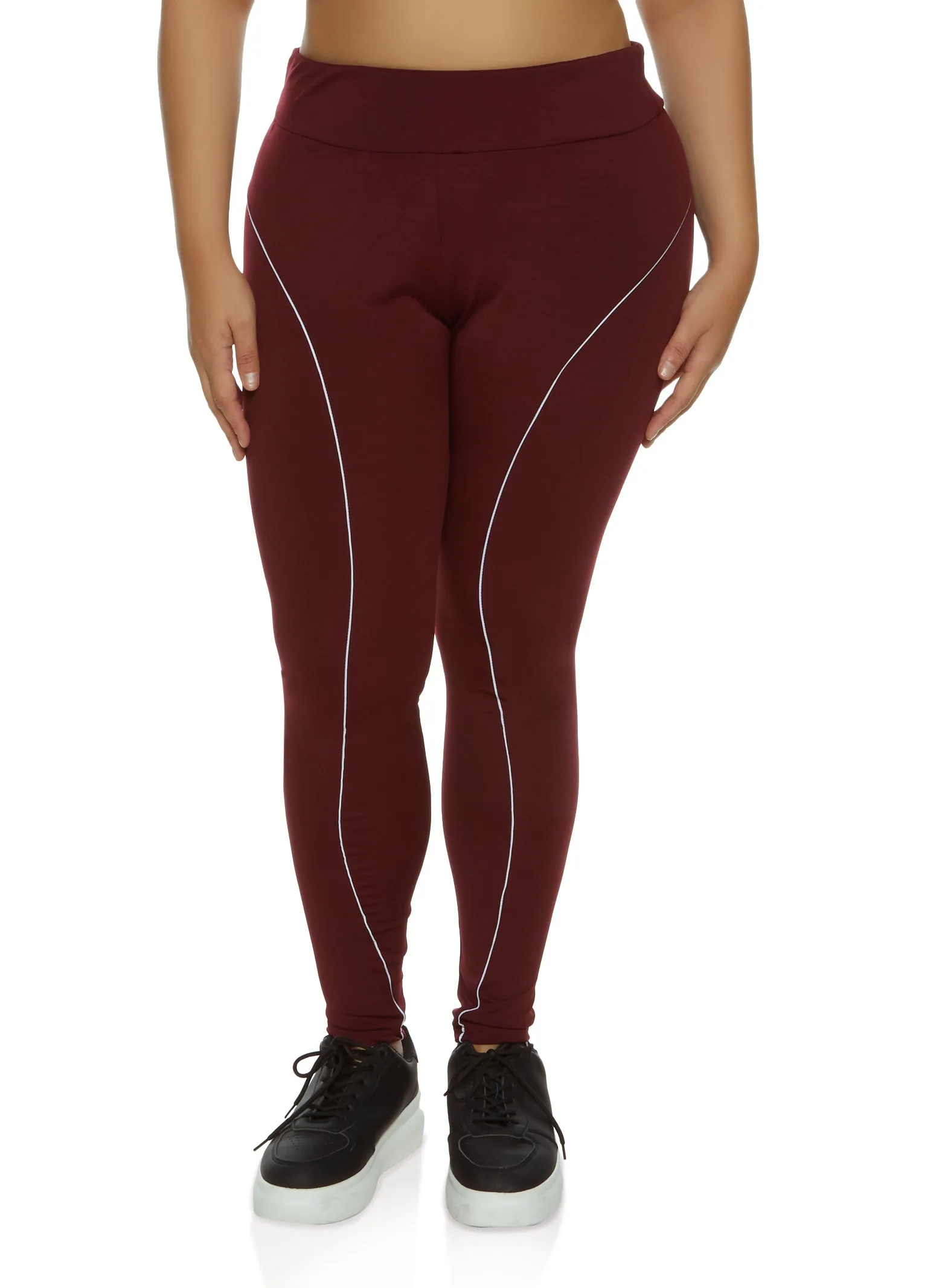 Plus Size Activewear Contrast Piping Leggings sold by Rainbow
