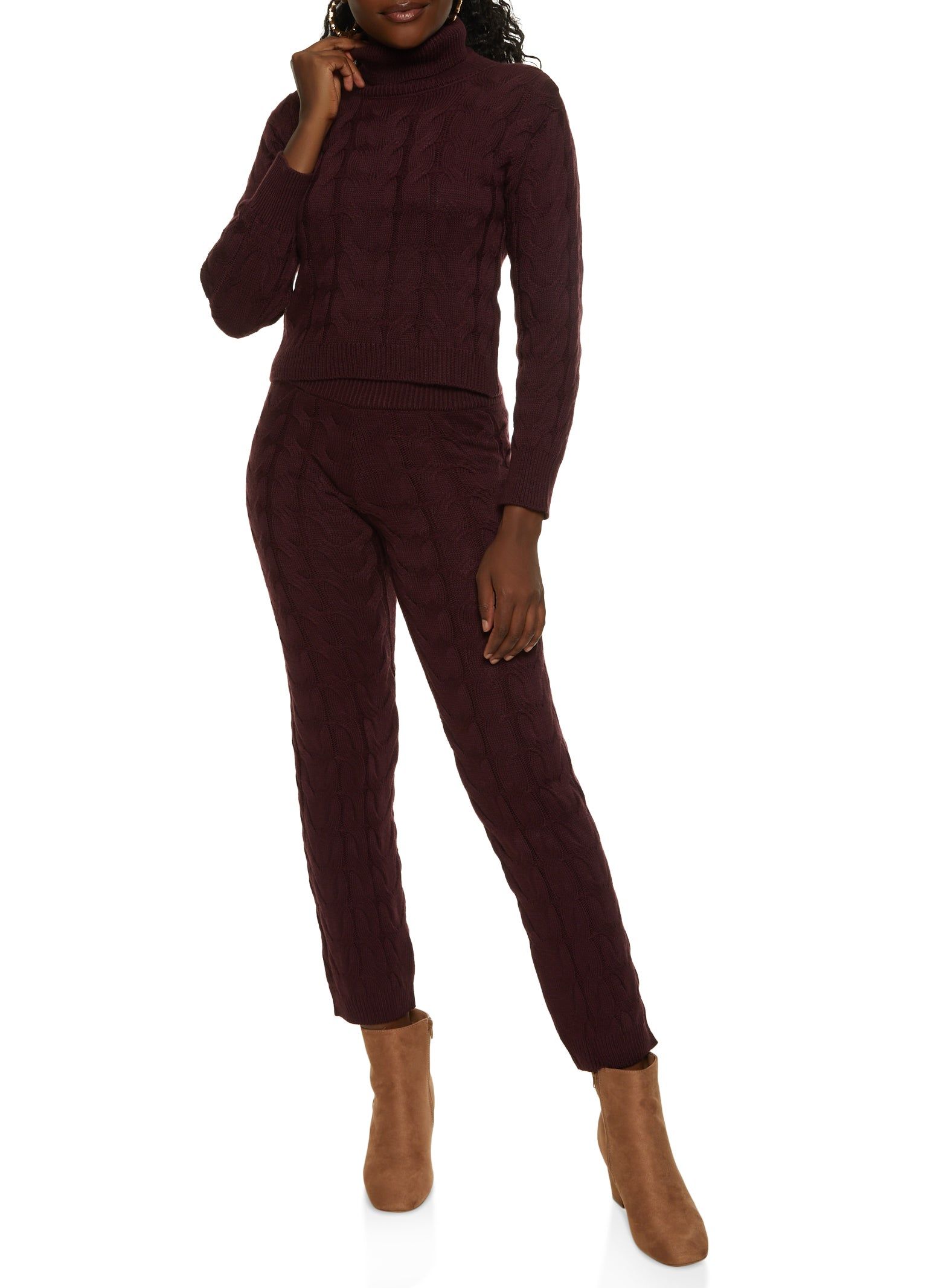 Cable Knit Turtleneck Cropped Sweater sold by Rainbow product image thumbnail 2