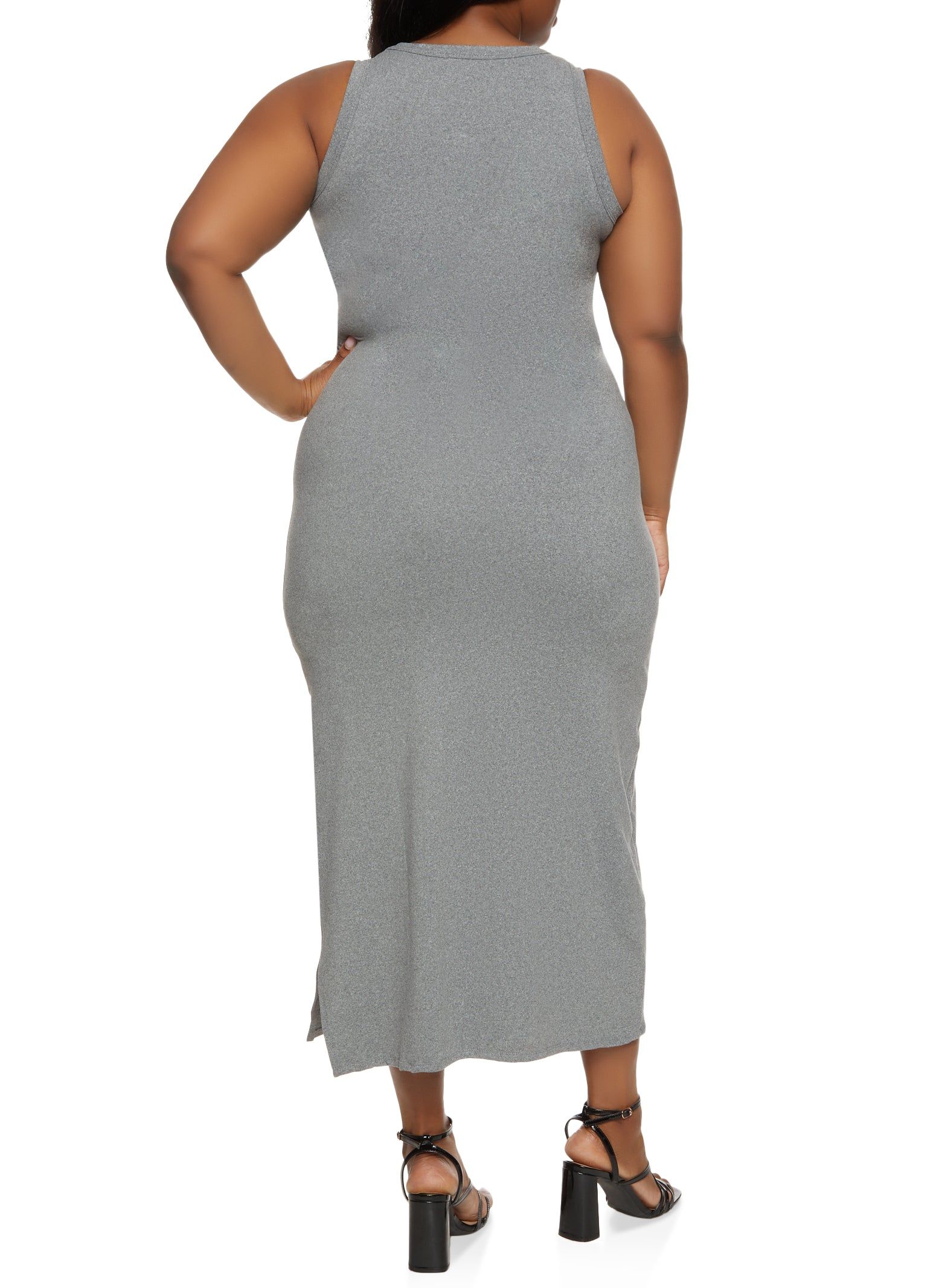 Plus Size Scoop Neck Side Slit Maxi Dress sold by Rainbow product image thumbnail 3