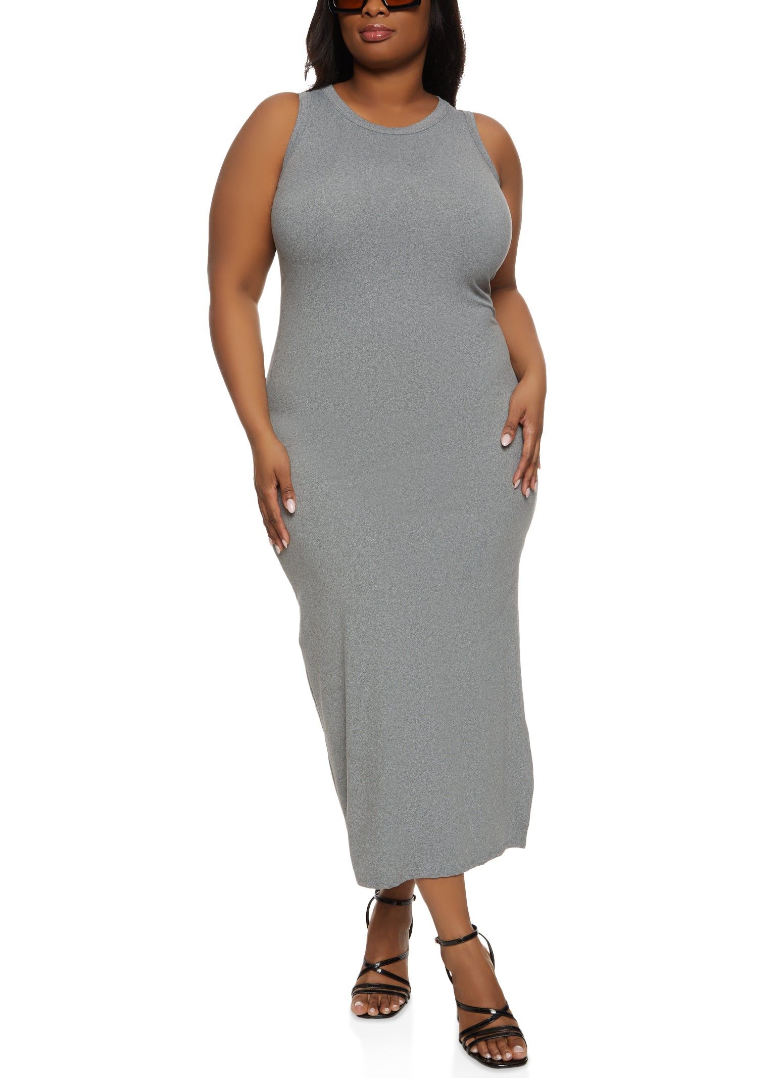 Plus Size Scoop Neck Side Slit Maxi Dress sold by Rainbow product image thumbnail 2