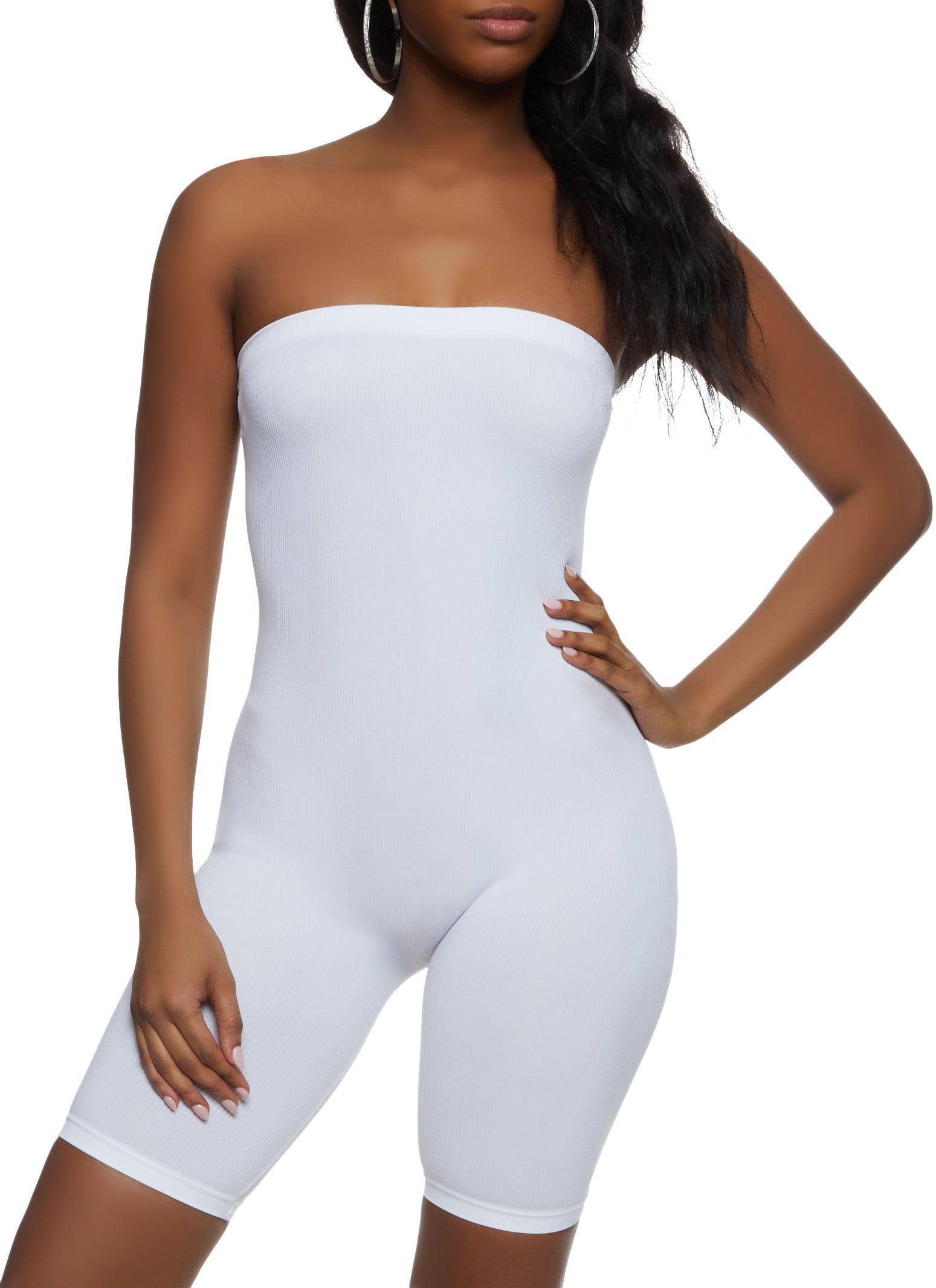 Seamless Ribbed Strapless Romper sold by Rainbow