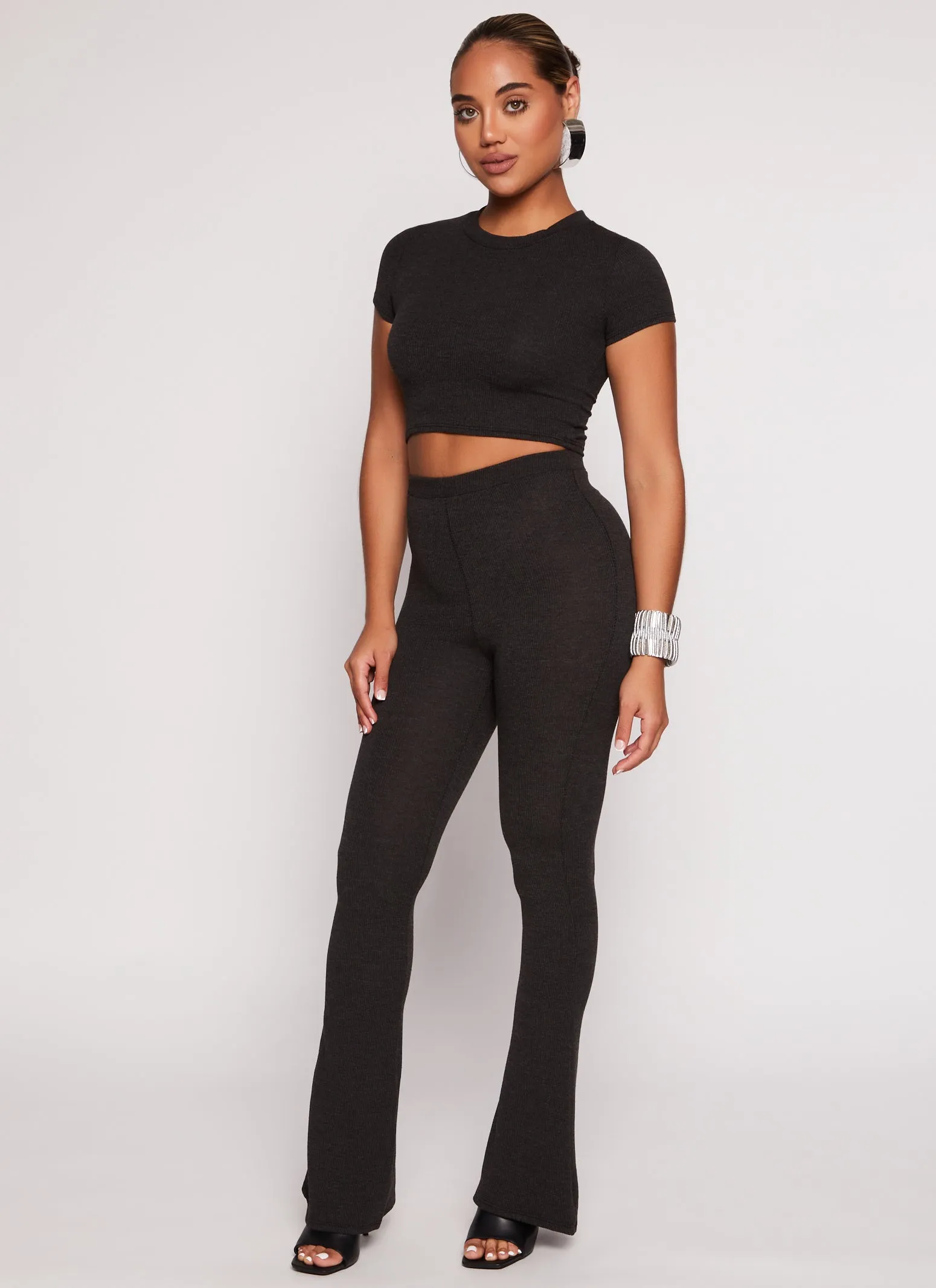 Ribbed Crew Neck Cropped Tee sold by Rainbow product image thumbnail 2