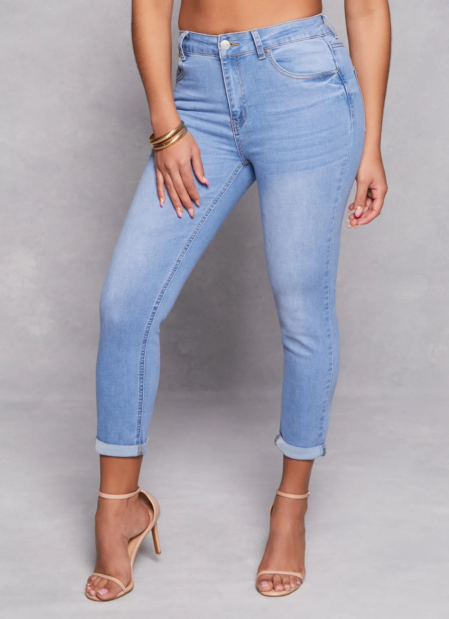 WAX High Waist Rolled Cuff Denim Jeans sold by Rainbow product image thumbnail 2