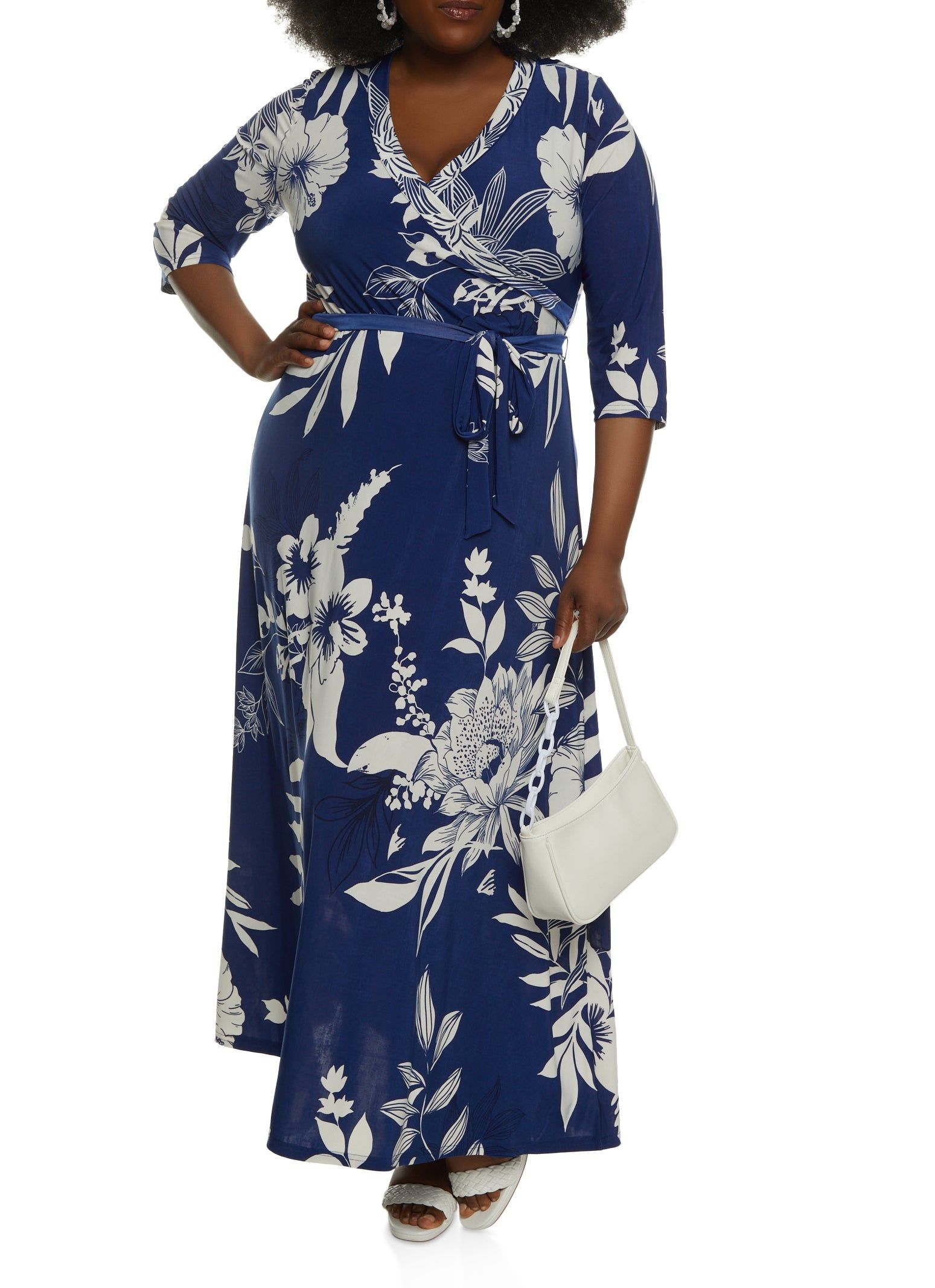 Plus Size Floral Print Maxi Wrap Dress sold by Rainbow