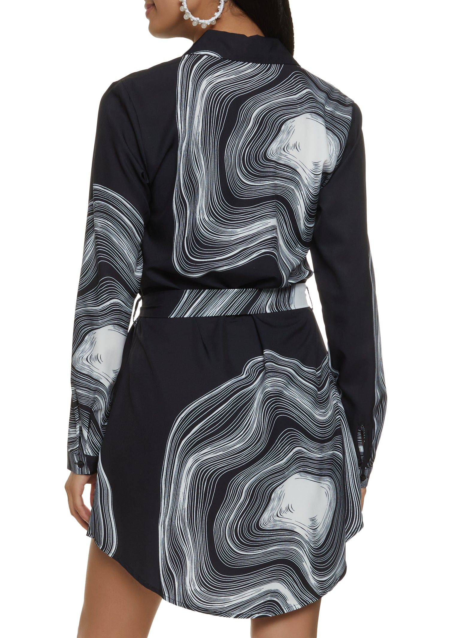 Printed Tie Waist Belted Shirt Dress sold by Rainbow product image thumbnail 3