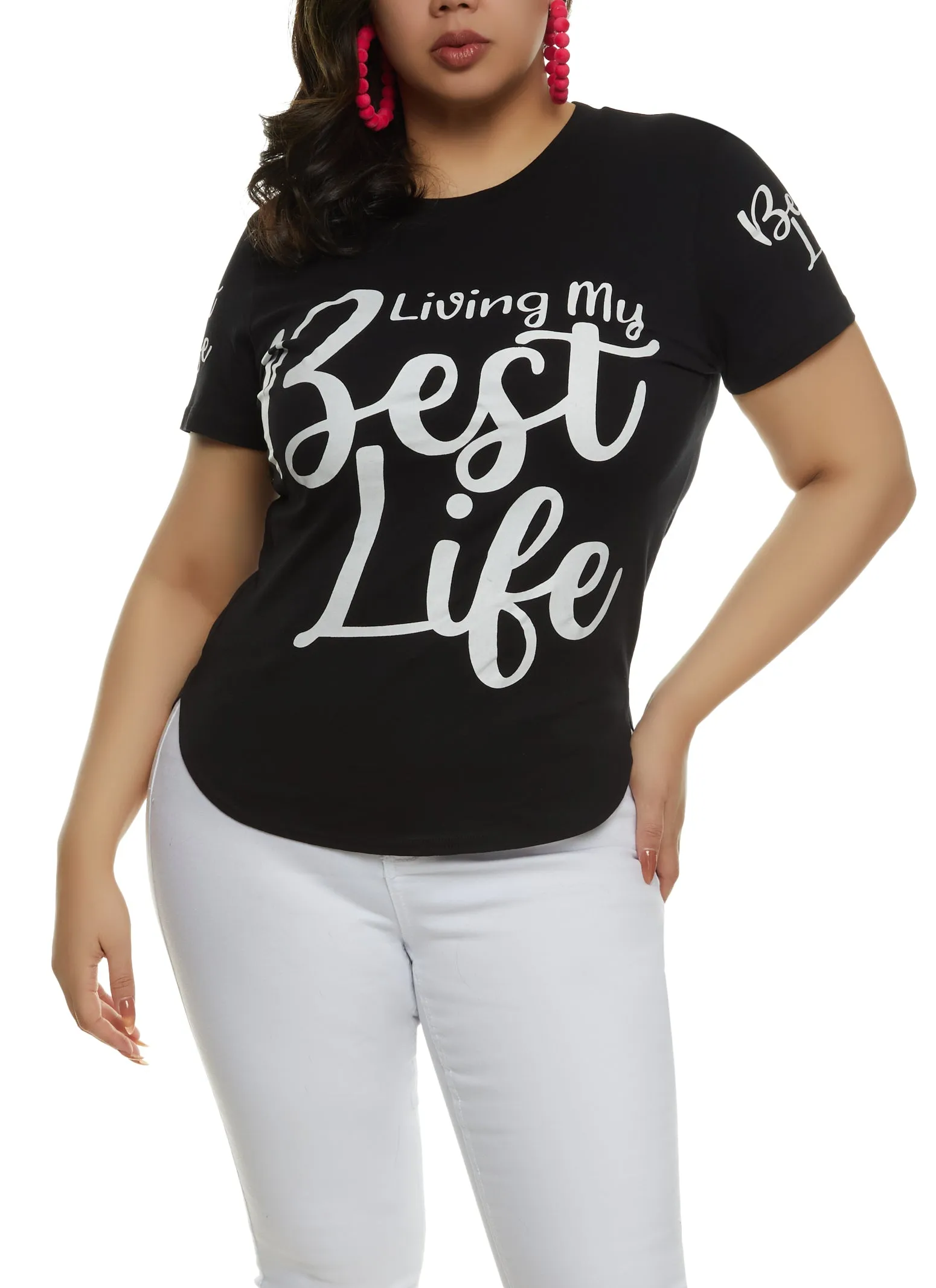 Plus Size Living My Best Life Graphic Tee sold by Rainbow