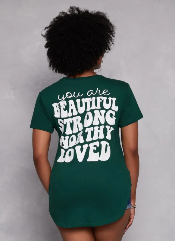 Plus Size Beautiful Positive Vibes Only High Low Tee sold by Rainbow
