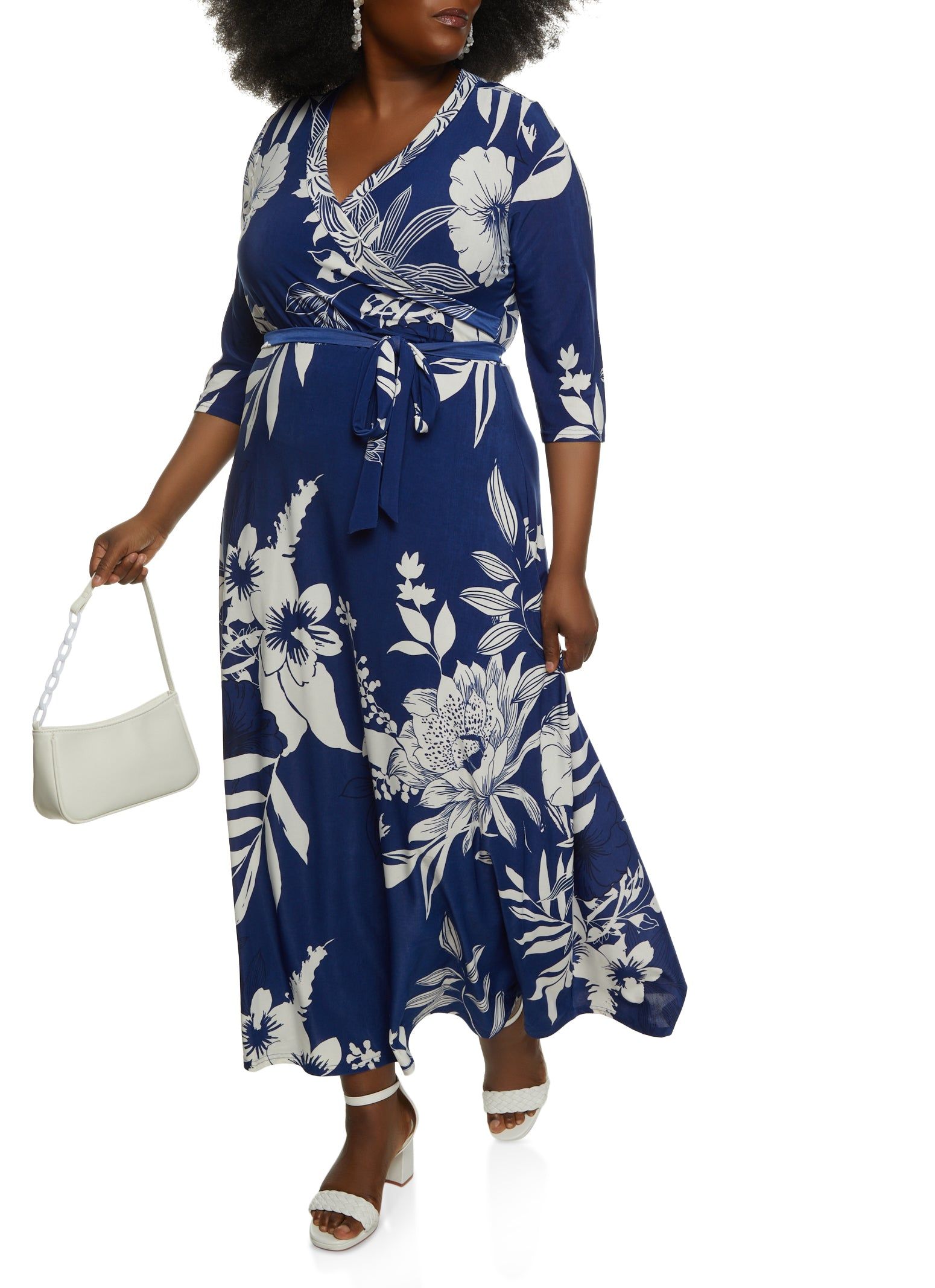 Plus Size Floral Print Maxi Wrap Dress sold by Rainbow product image thumbnail 2