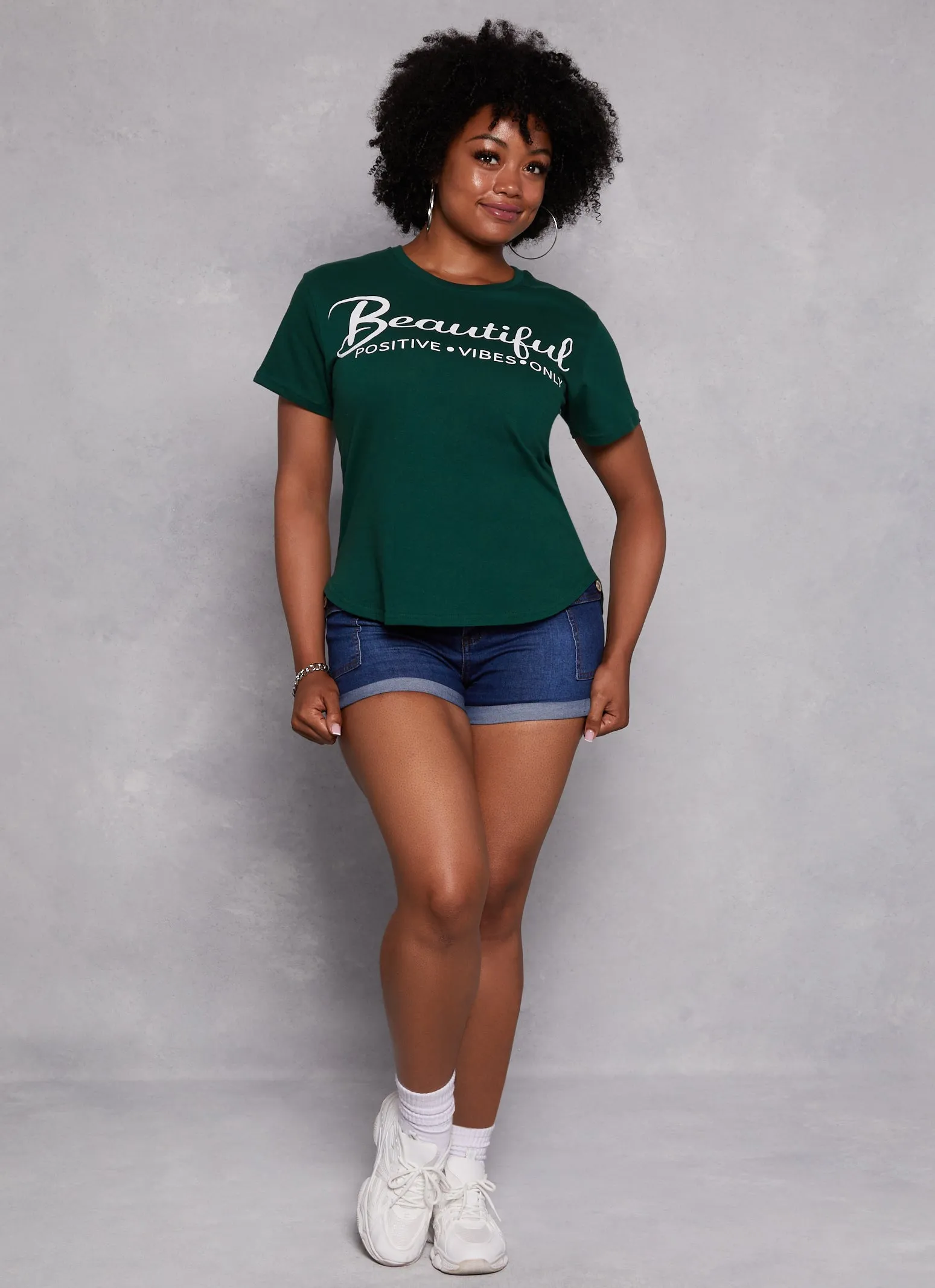 Plus Size Beautiful Positive Vibes Only High Low Tee sold by Rainbow product image thumbnail 3