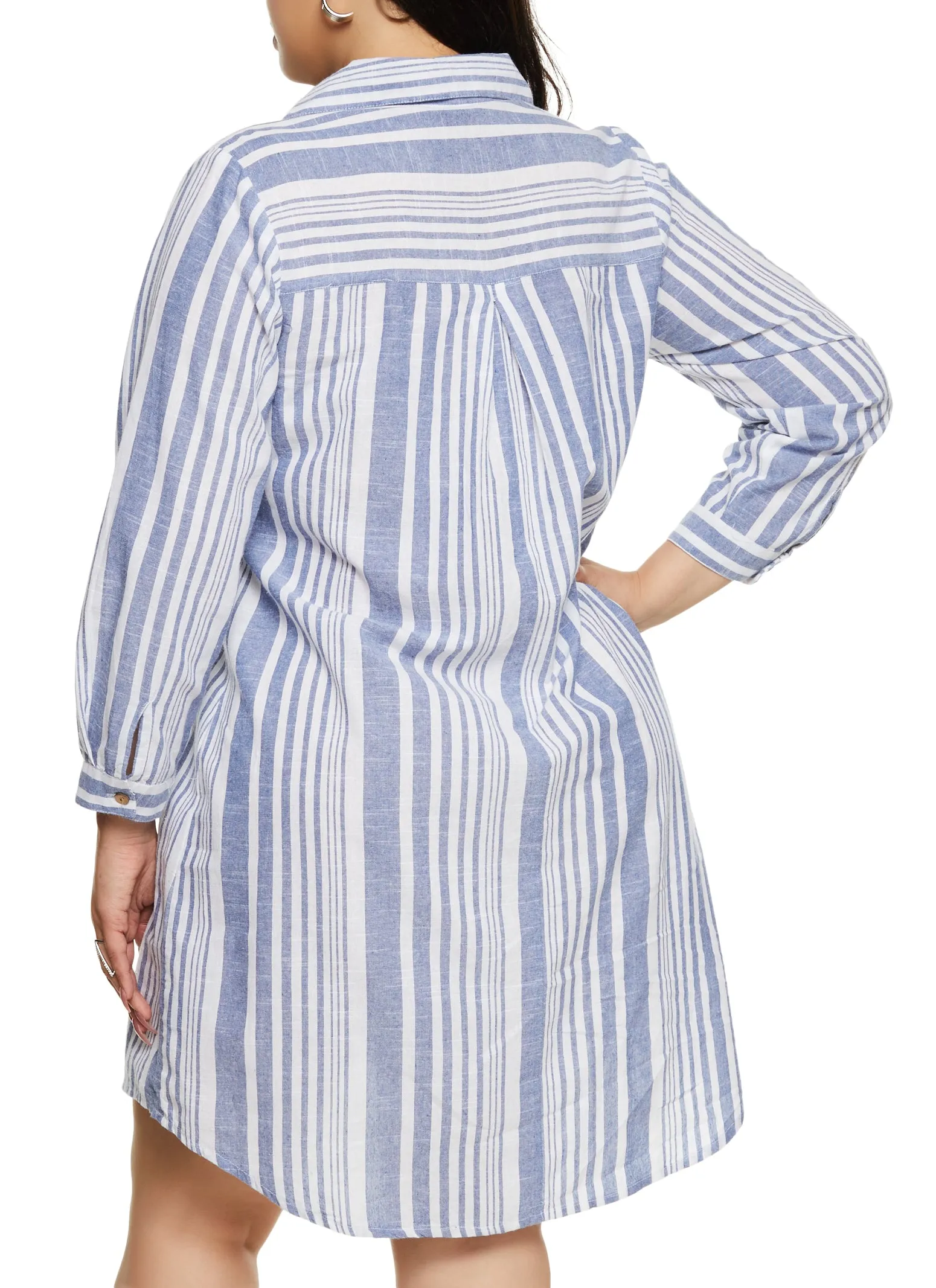 Plus Size Linen Striped Linen Shirt Dress sold by Rainbow product image thumbnail 3