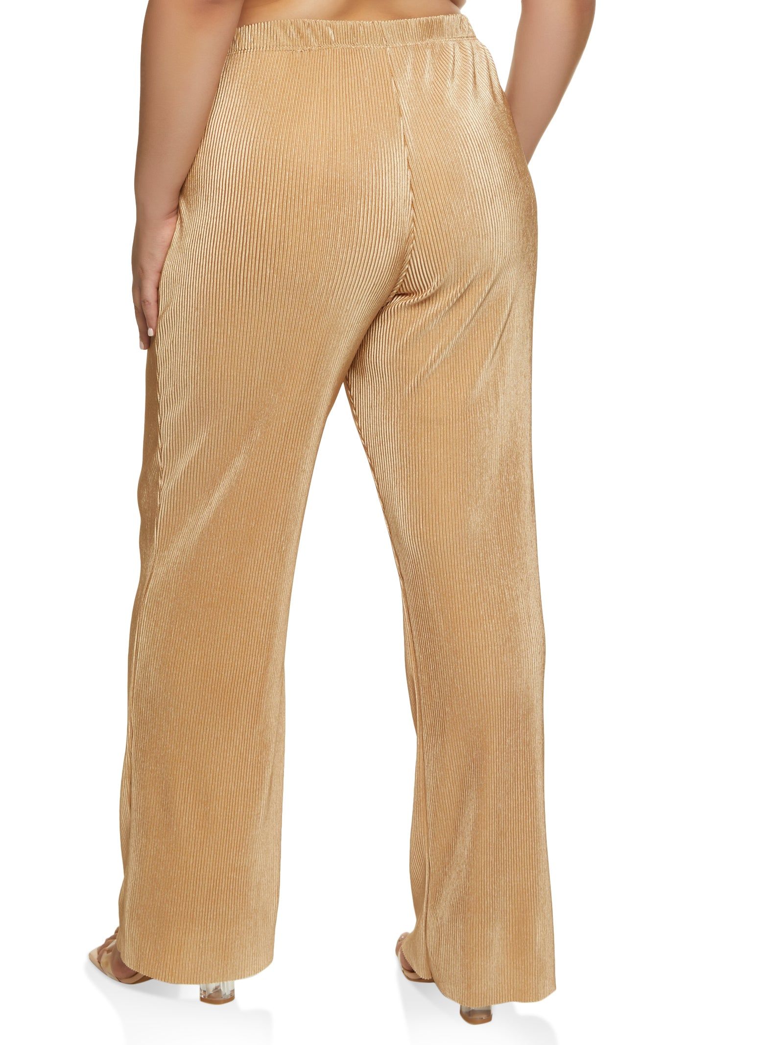 Plus Size Plisse High Waist Palazzo Pants sold by Rainbow product image thumbnail 3