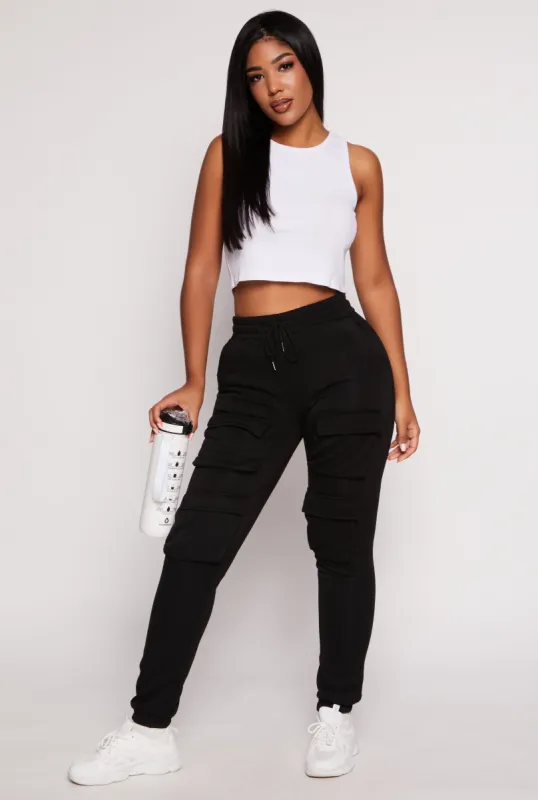 Fleece Drawstring Double Cargo Pocket Joggers sold by Rainbow