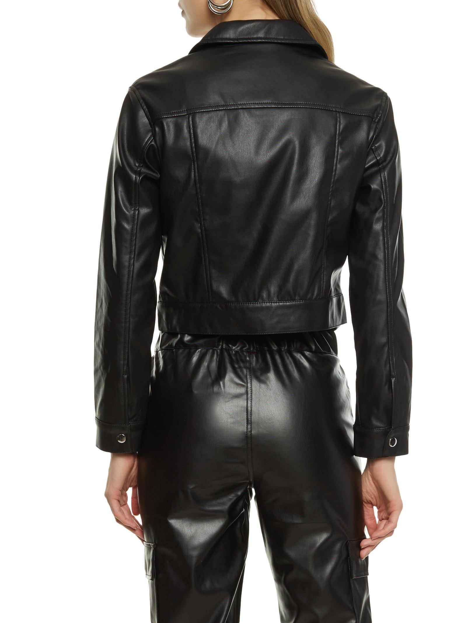 Faux Leather Snap Button Shacket sold by Rainbow product image thumbnail 3