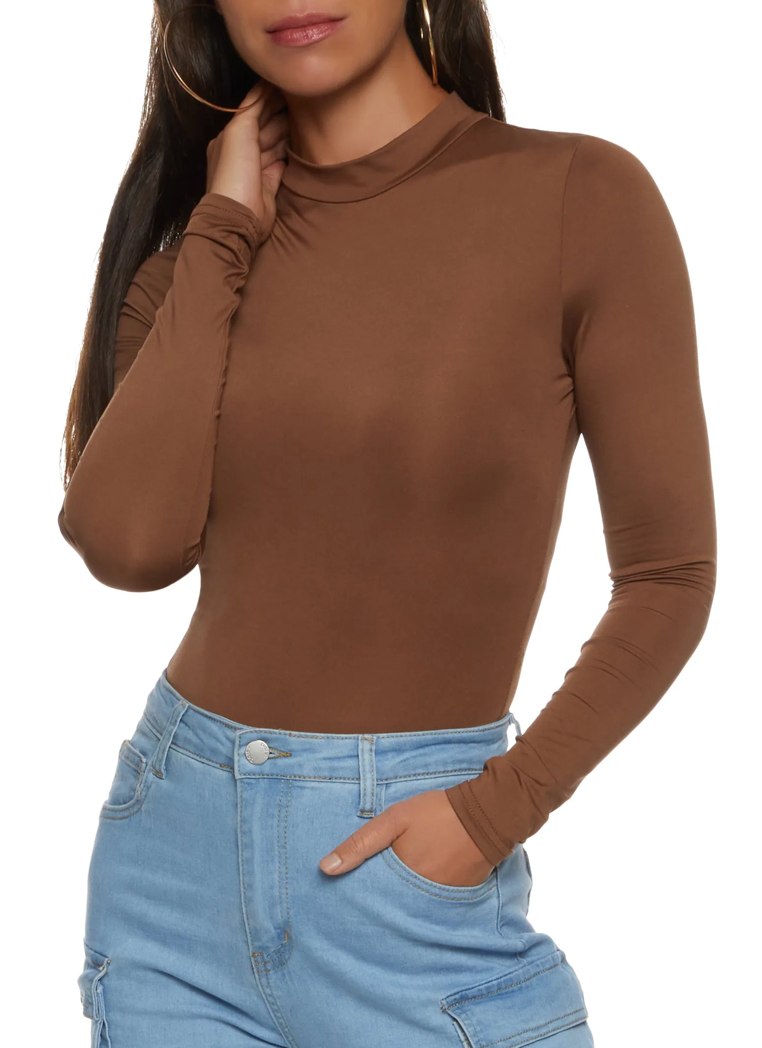 Solid Mock Neck Long Sleeve Bodysuit sold by Rainbow product image thumbnail 2