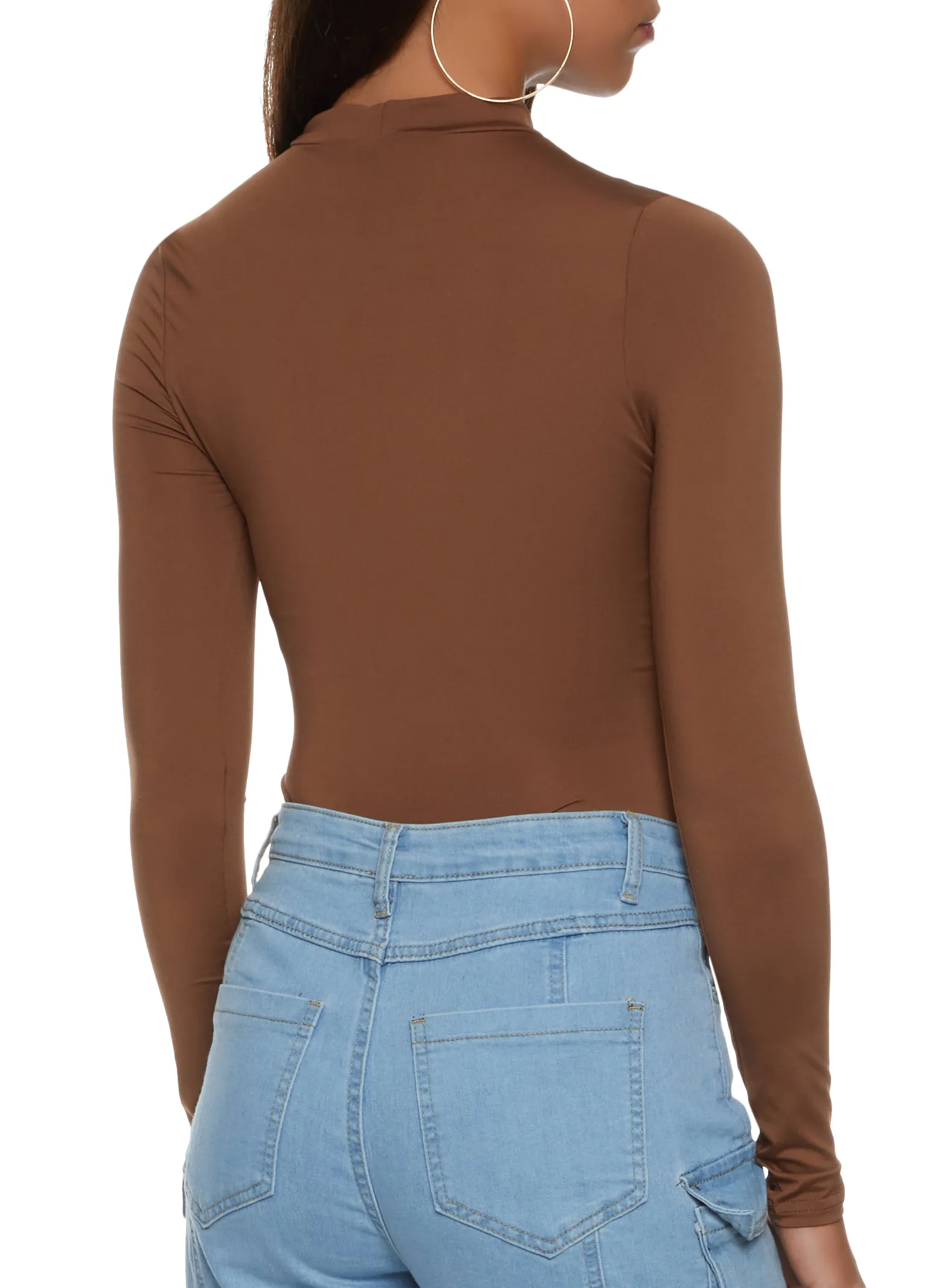 Solid Mock Neck Long Sleeve Bodysuit sold by Rainbow product image thumbnail 3