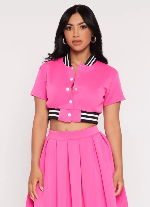 Daisy Short Sleeve Cropped Bomber Jacket sold by Rainbow
