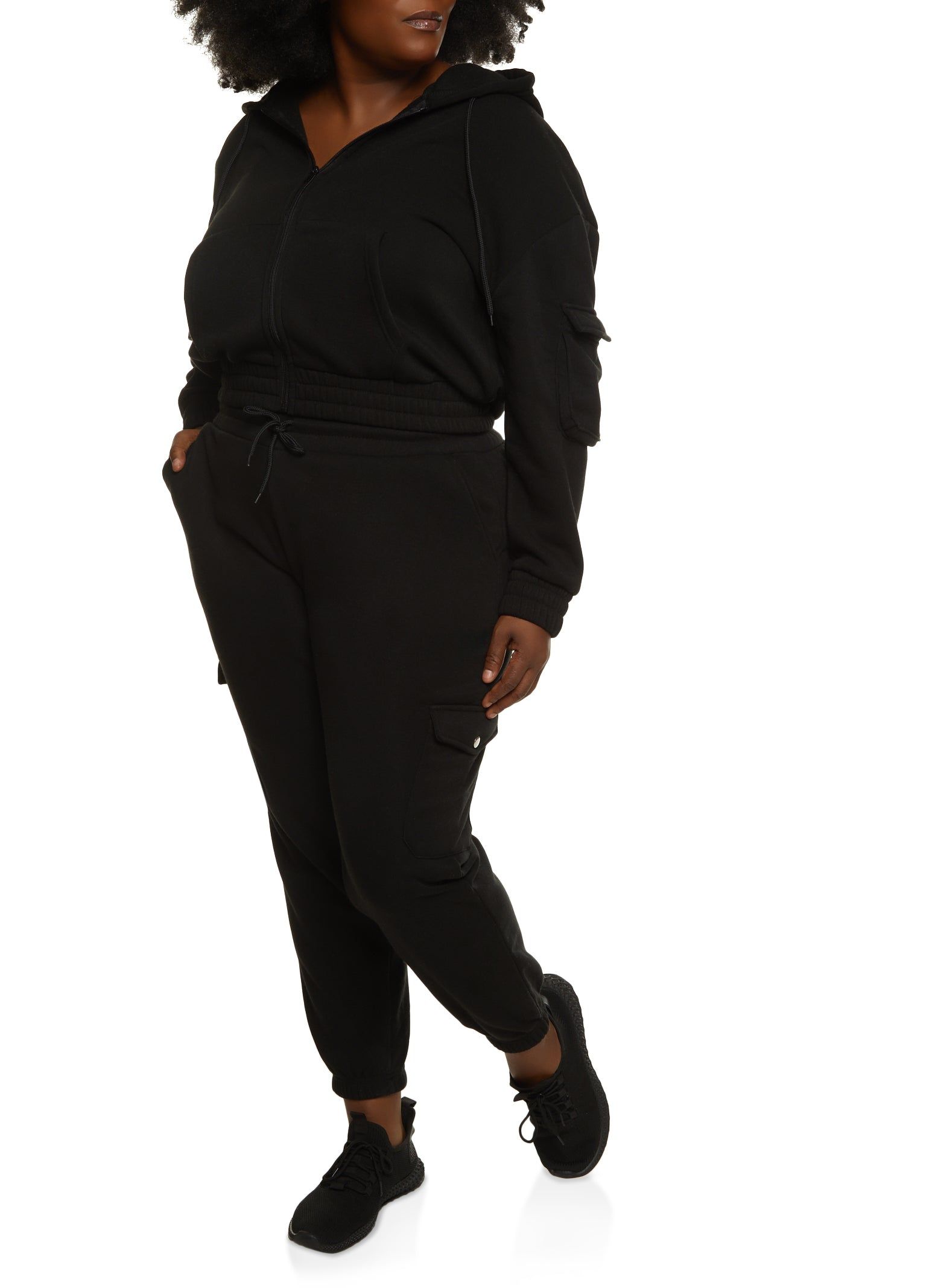 Plus Size Zip Front Cargo Pocket Hoodie sold by Rainbow product image thumbnail 2