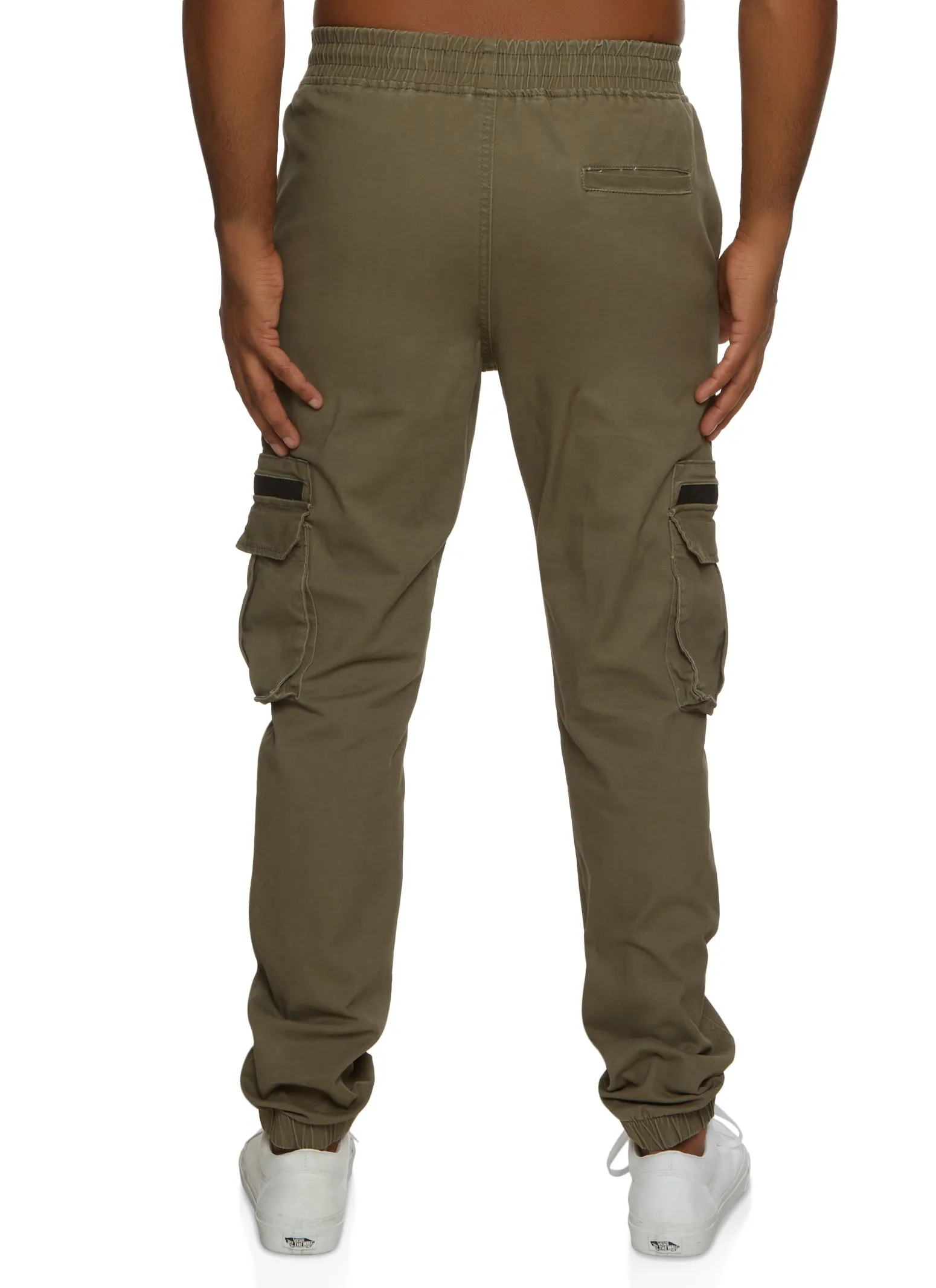 Mens Twill Solid Drawstring Cargo Pocket Joggers sold by Rainbow product image thumbnail 2