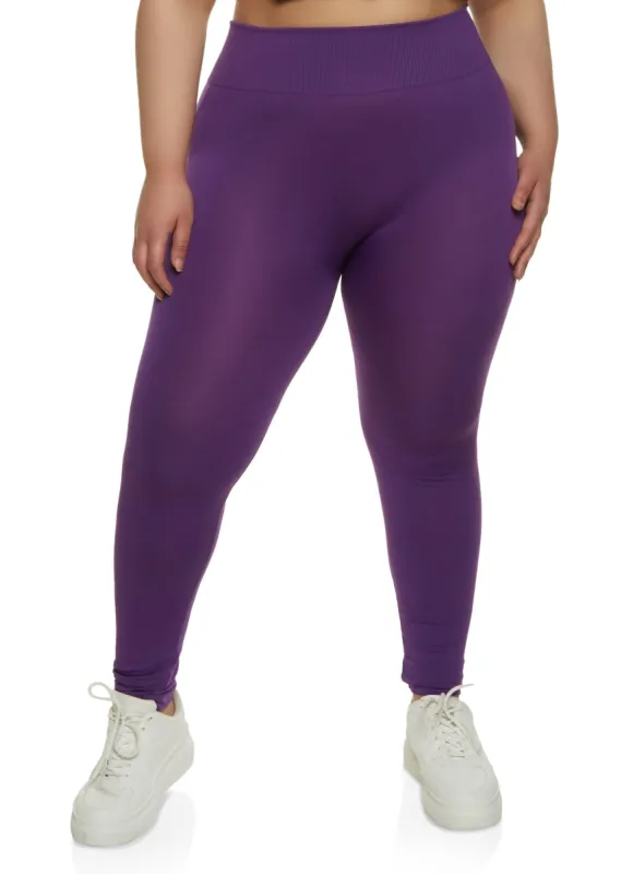 Plus Size High Waist Knit Leggings sold by Rainbow