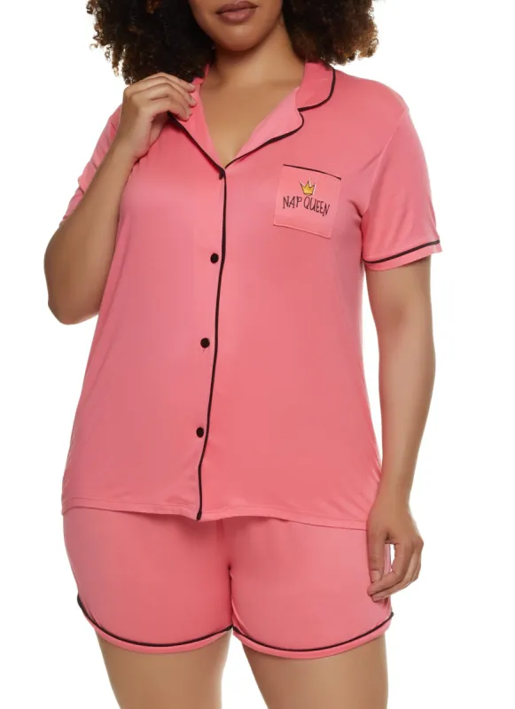 Plus Size Nap Queen Pajama Shirt and Shorts sold by Rainbow