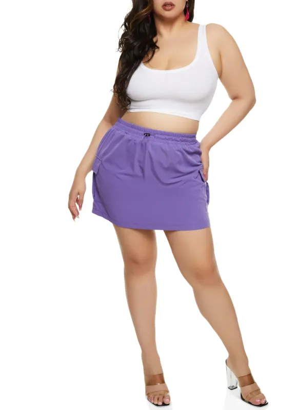 Plus Size Drawstring Mini Skirt sold by Rainbow
