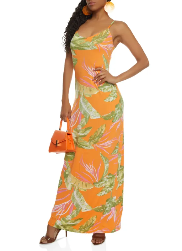 Haute Monde Tropical Palm Print Maxi Cami Dress sold by Rainbow